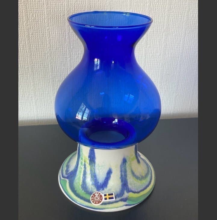 Gabriel keramik - vacker ljuslykta med glaskupa