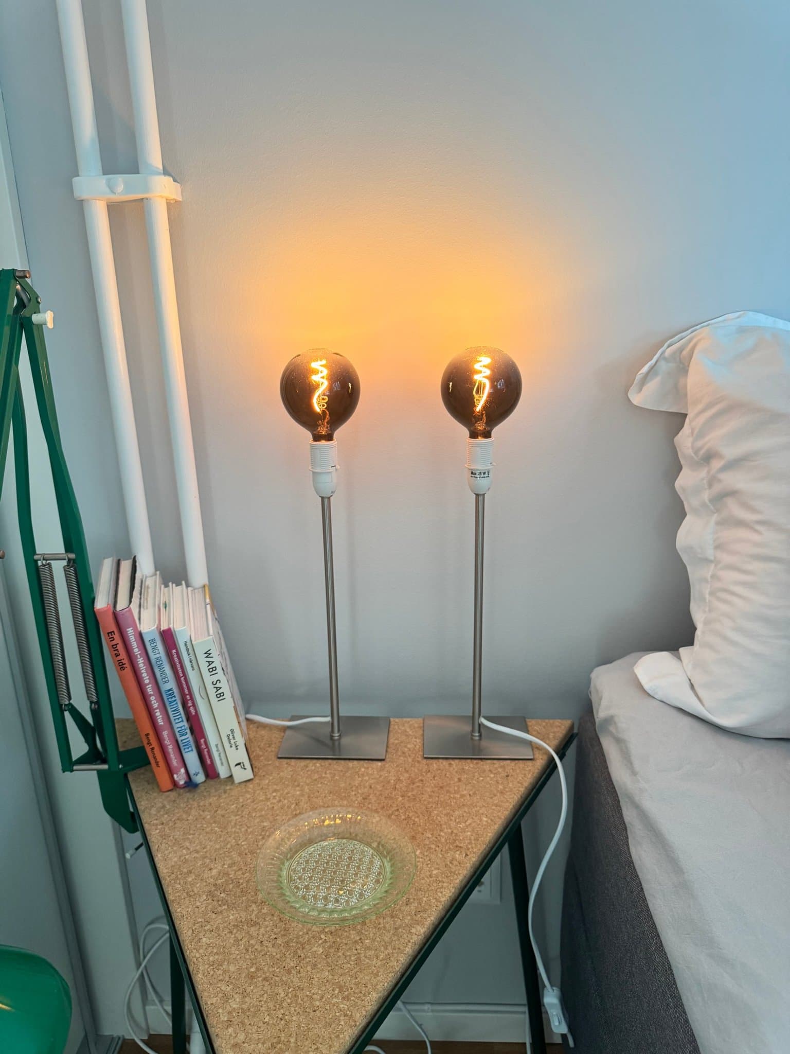 Bordslampor med dekorationsglödlampor ’smoke’, 2 st