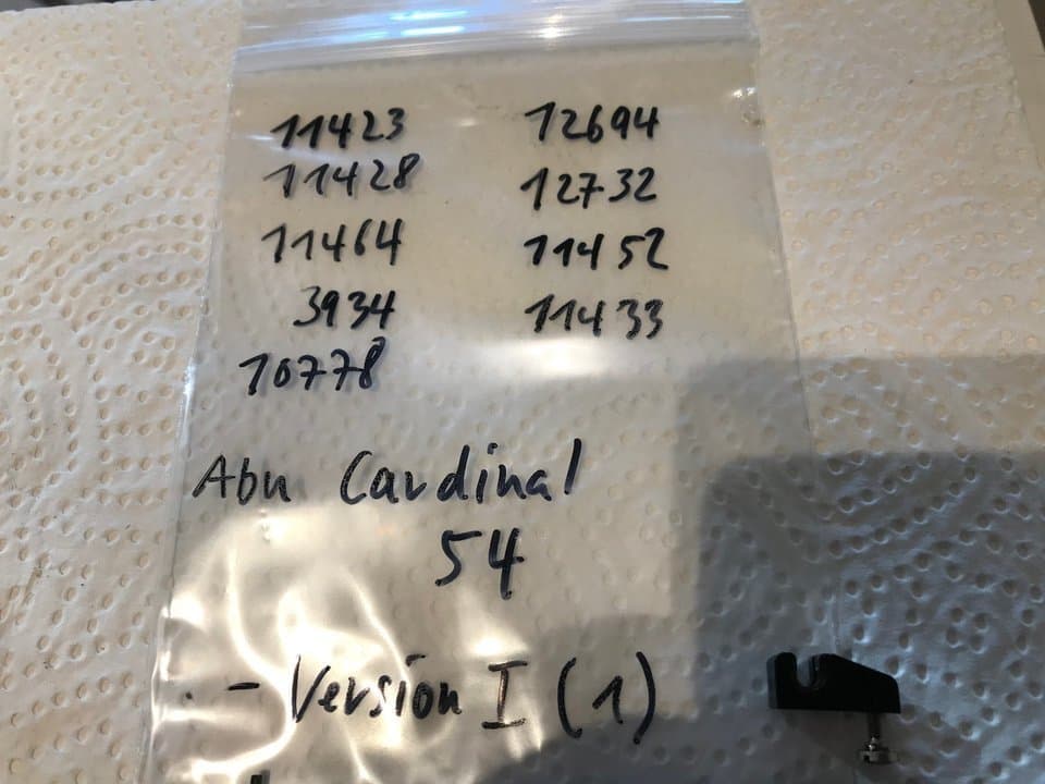 reservdel Abu Cardinal 54, här: 11423,28,64,52,33,12694+++innerdelar