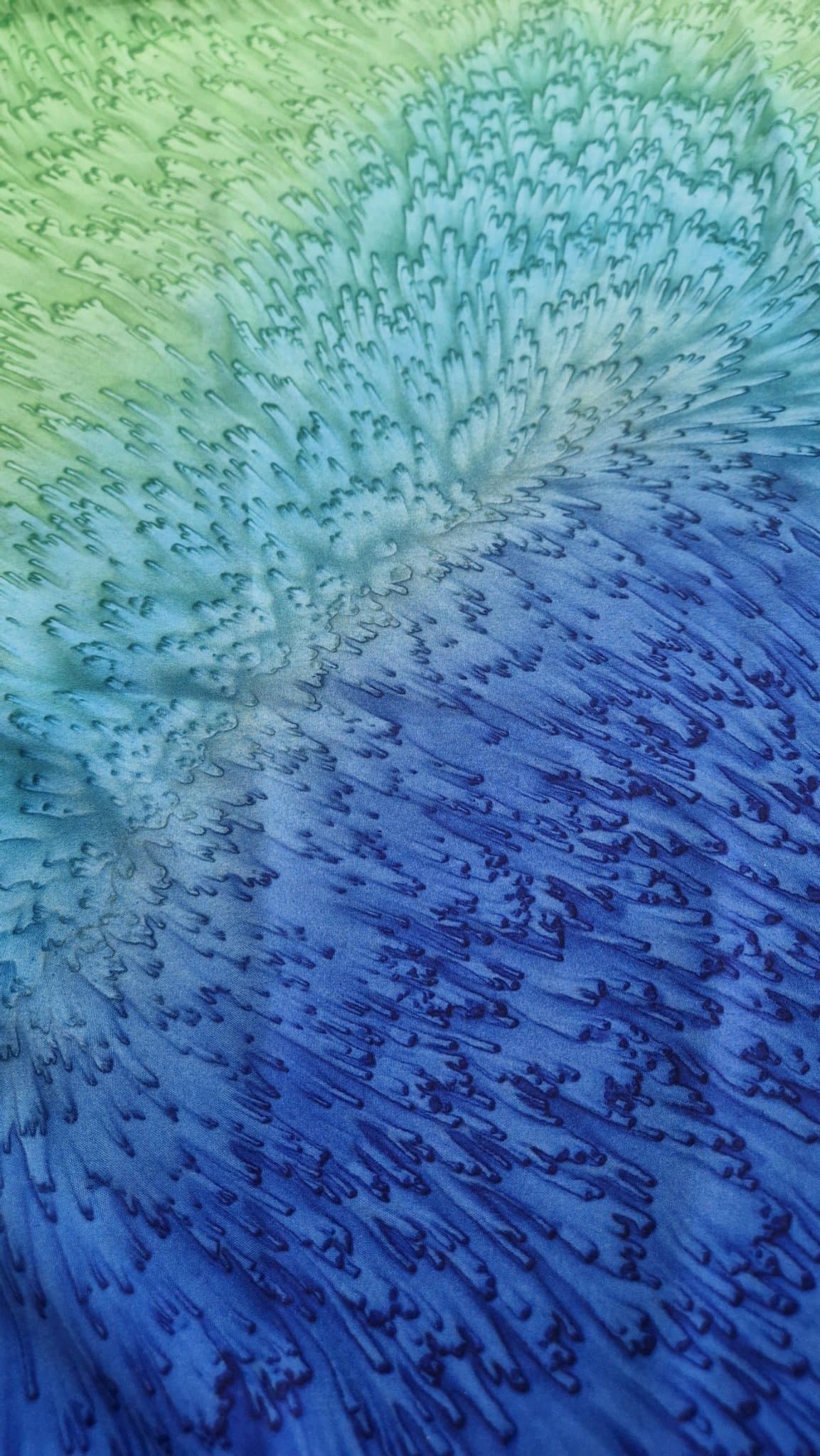 Stor kangas/schal i 2 delar för byst och höfter i färgerna blått, grönt, turkos