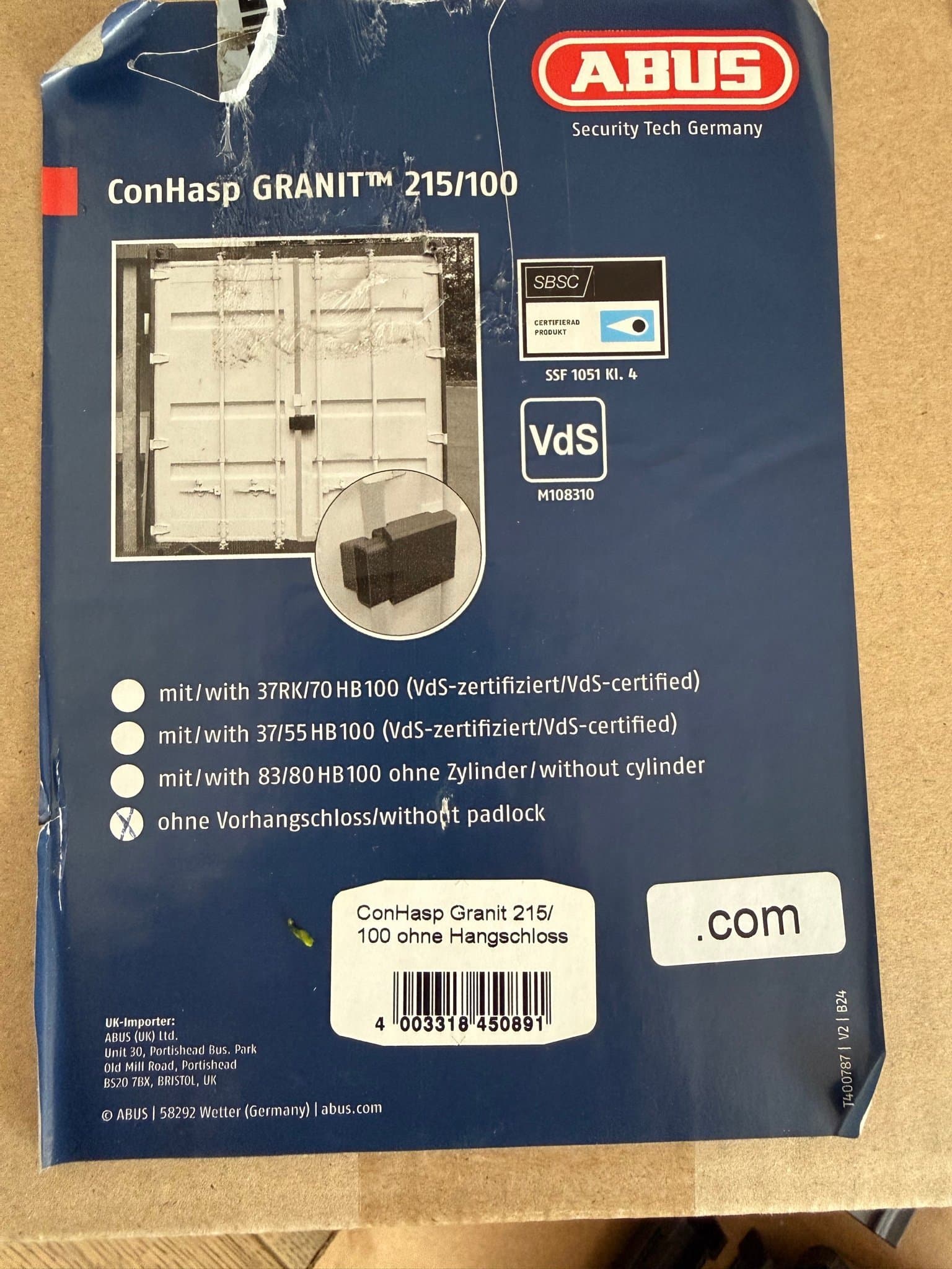 ABUS ConHasp GRANIT 215/100 containerlås