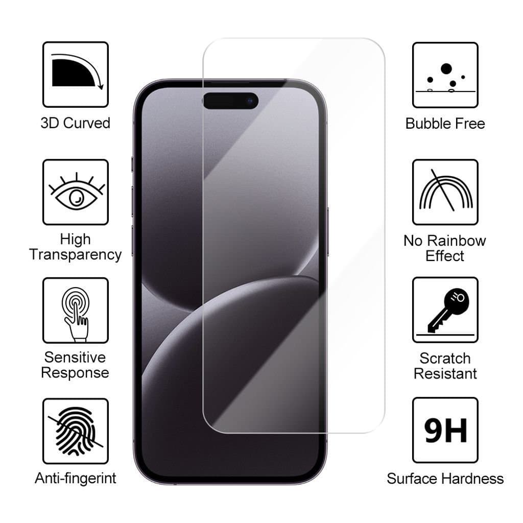 [2-Pack] iPhone 17 Skärmskydd - 9H Härdat Glas | Heltäckande Kant-till Kant!