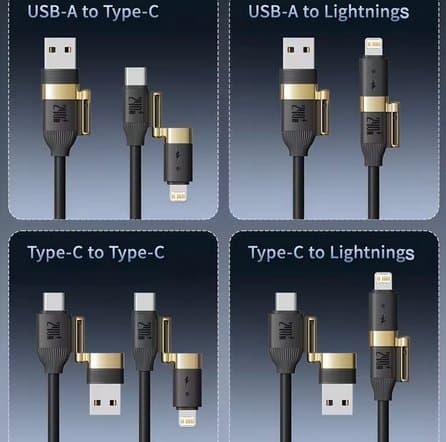 NYVARA! snabb 240W 2-i-1 USB Laddningskabel Samsung, Xiaomi, Huawei, Apple