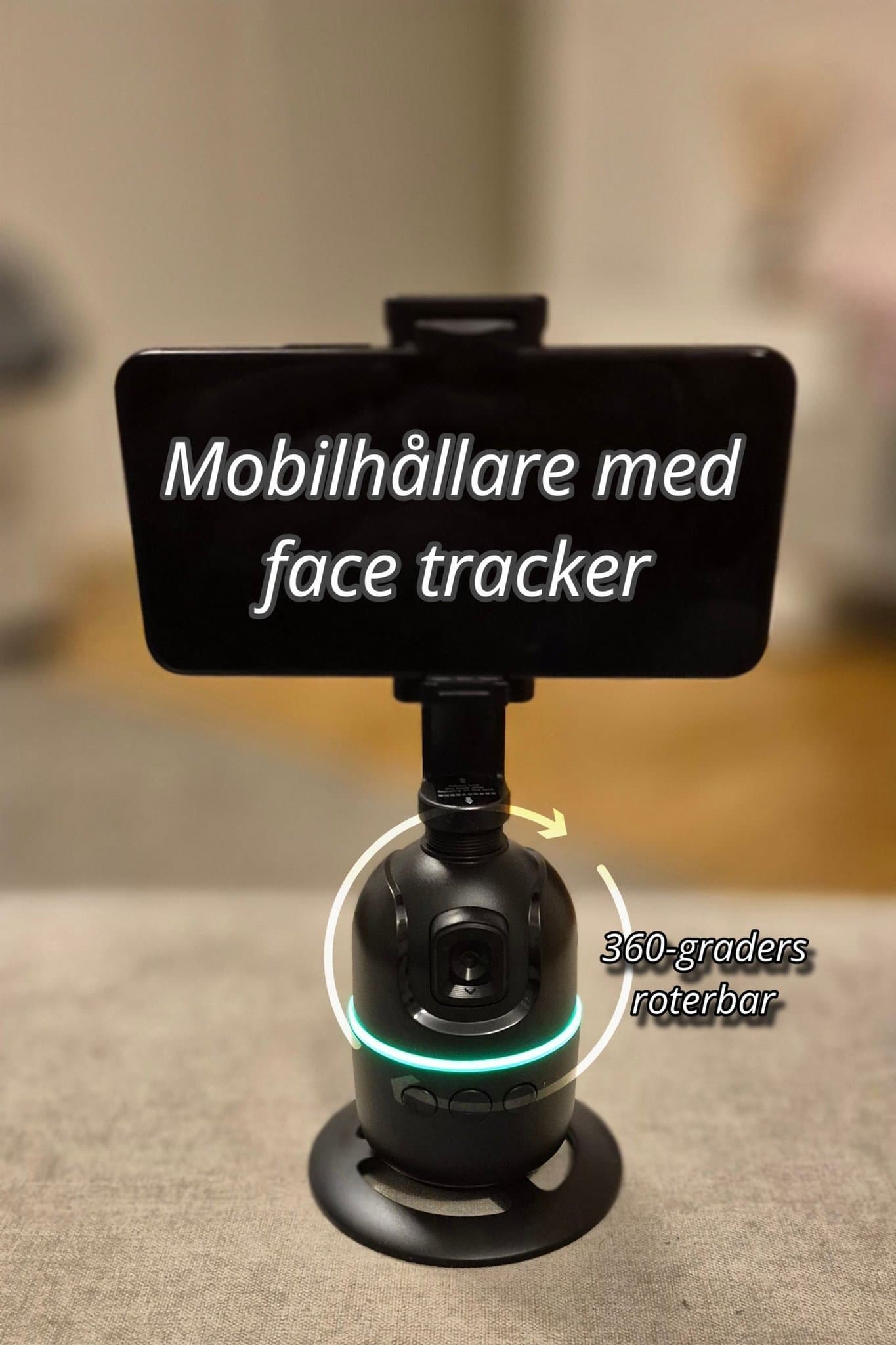 360° Smart Face-Tracking Mobilhållare – Perfekt för Live Streaming & Vlogs