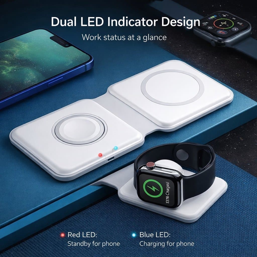 Vit Trådlös Laddare för Telefon och Klocka iPhone & Apple Watch 2 in 1