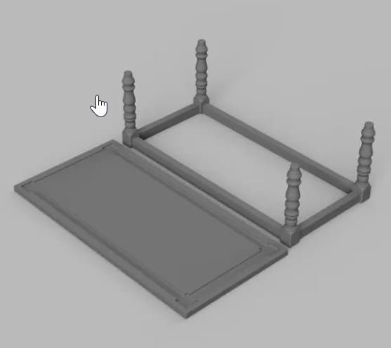 Matbord med stolar och bänk