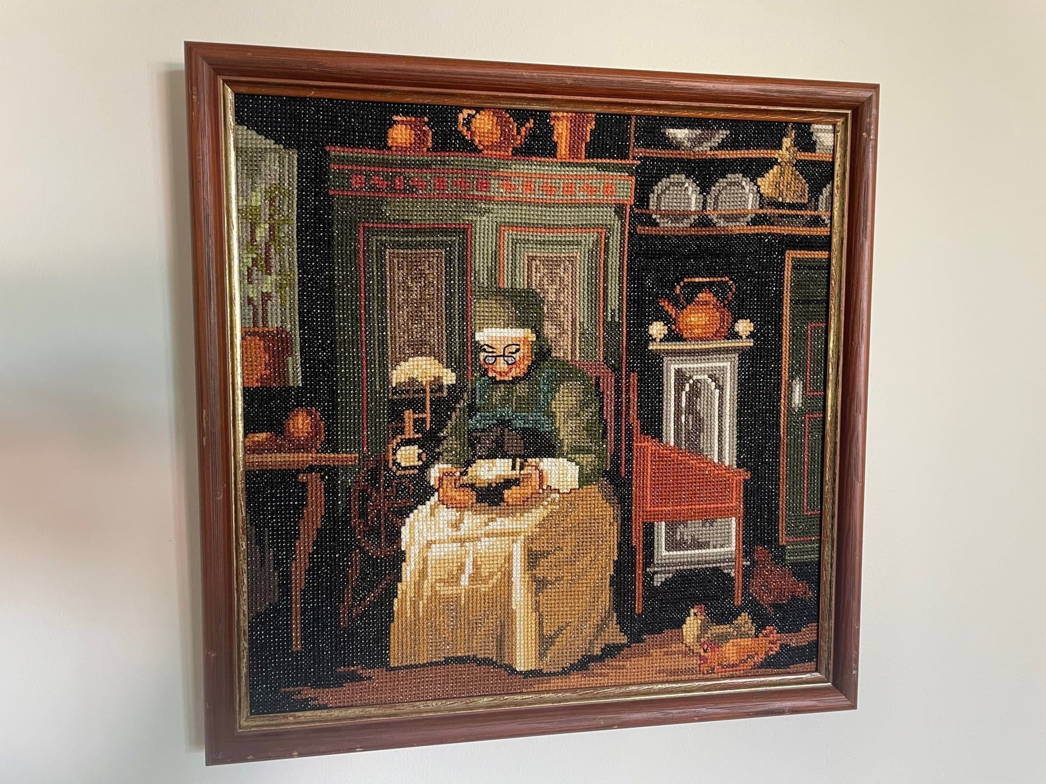 Handbroderad Tavla vintage