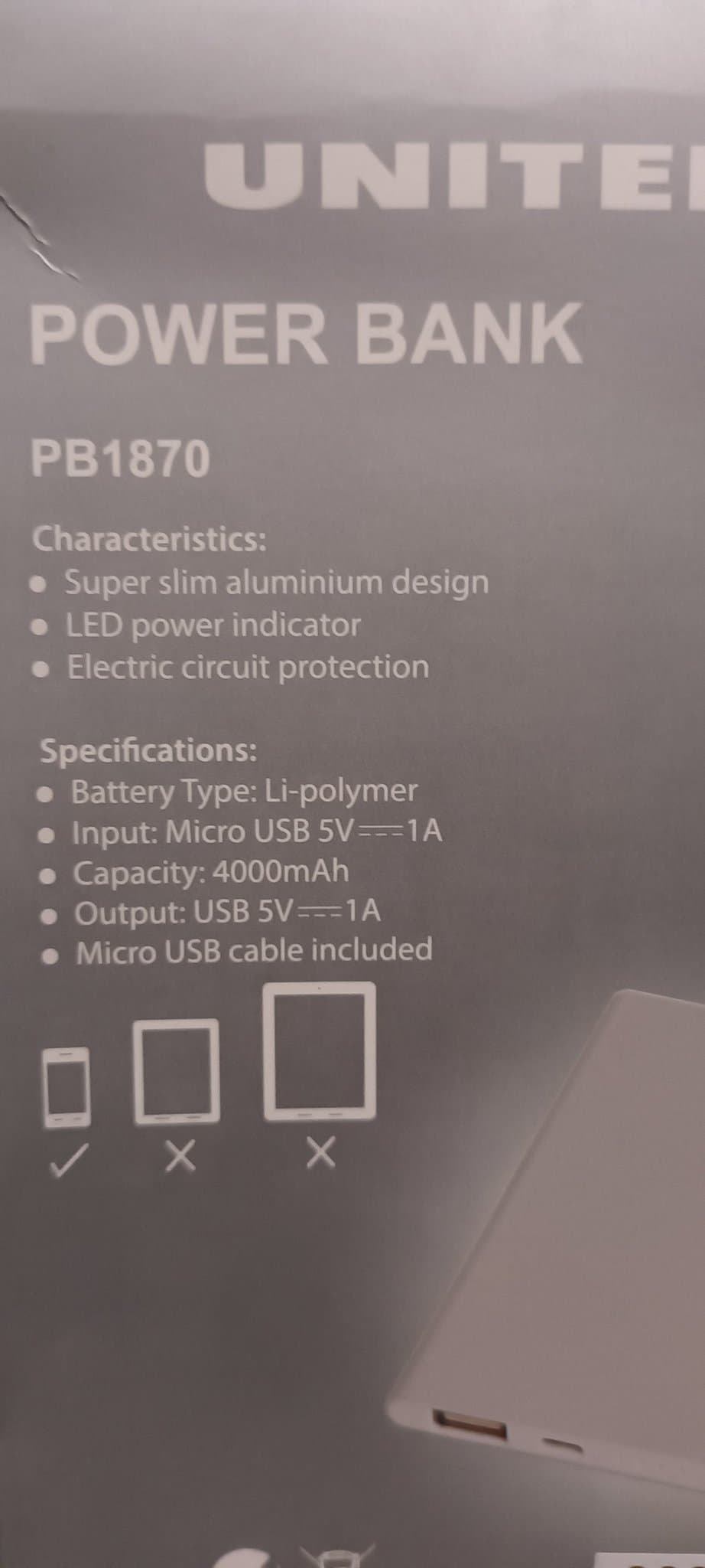United Power Bank PB1870 4000mAh