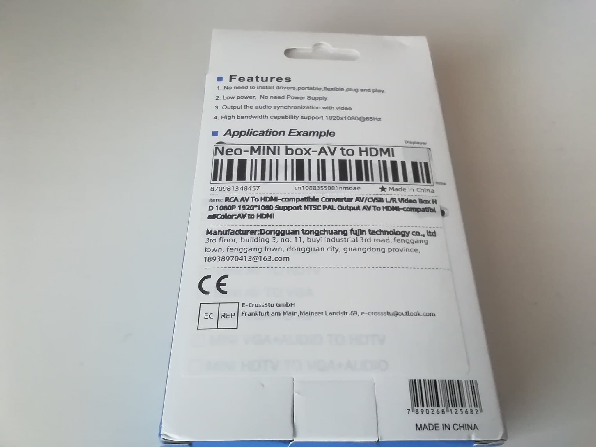 Mini AV2HDMI Video konverter AV / CVBS / RCA till HDMI.