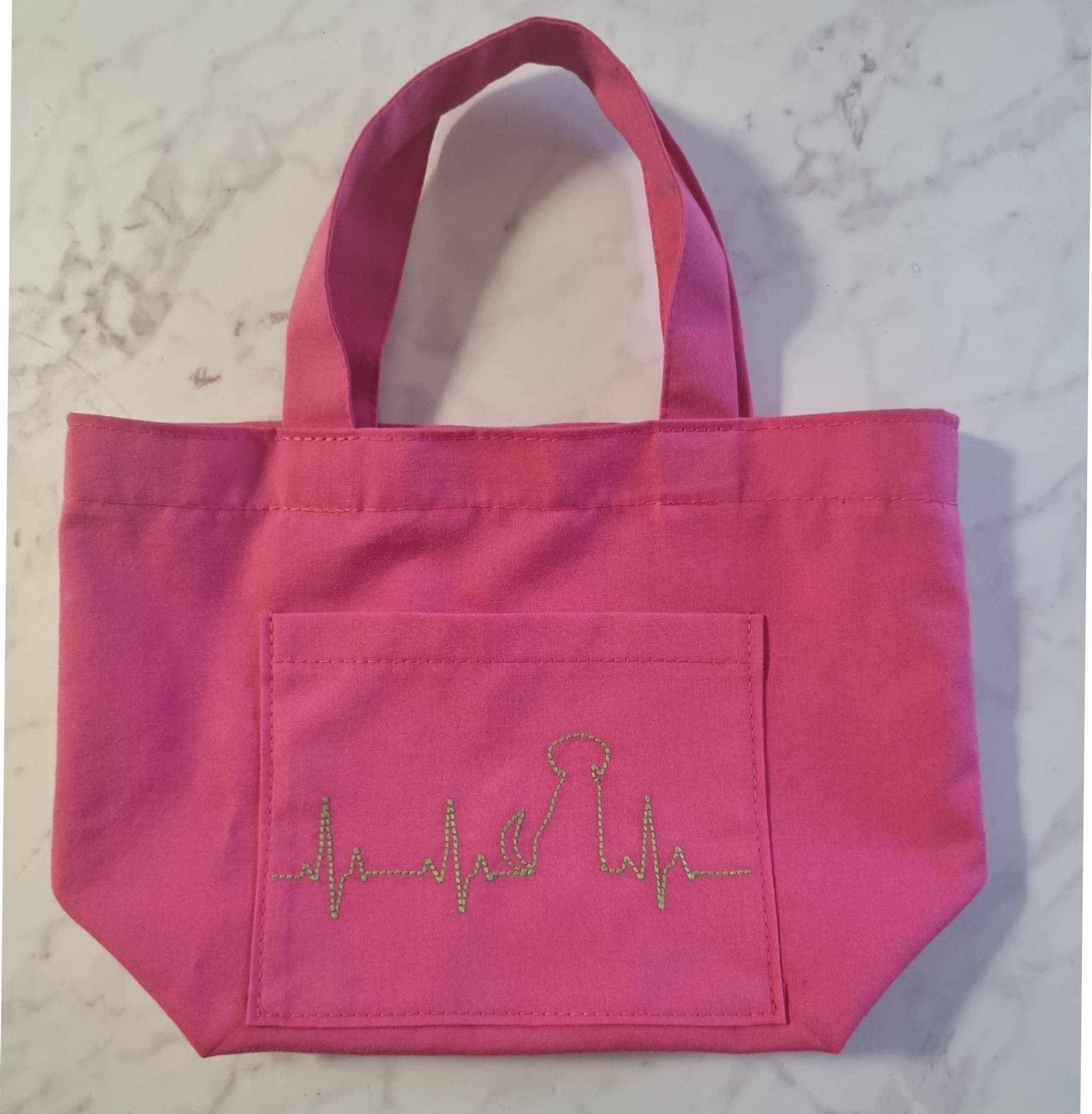 Mini tygkasse rosa hund