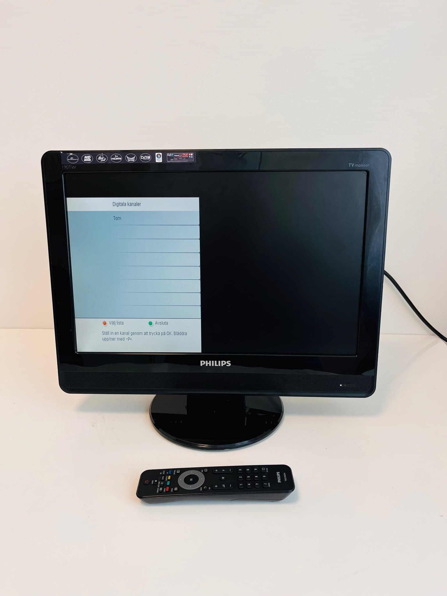 TV Philips 19,Tum 190TW9FB/00 TV-monitor Med Fjärrkontroll.