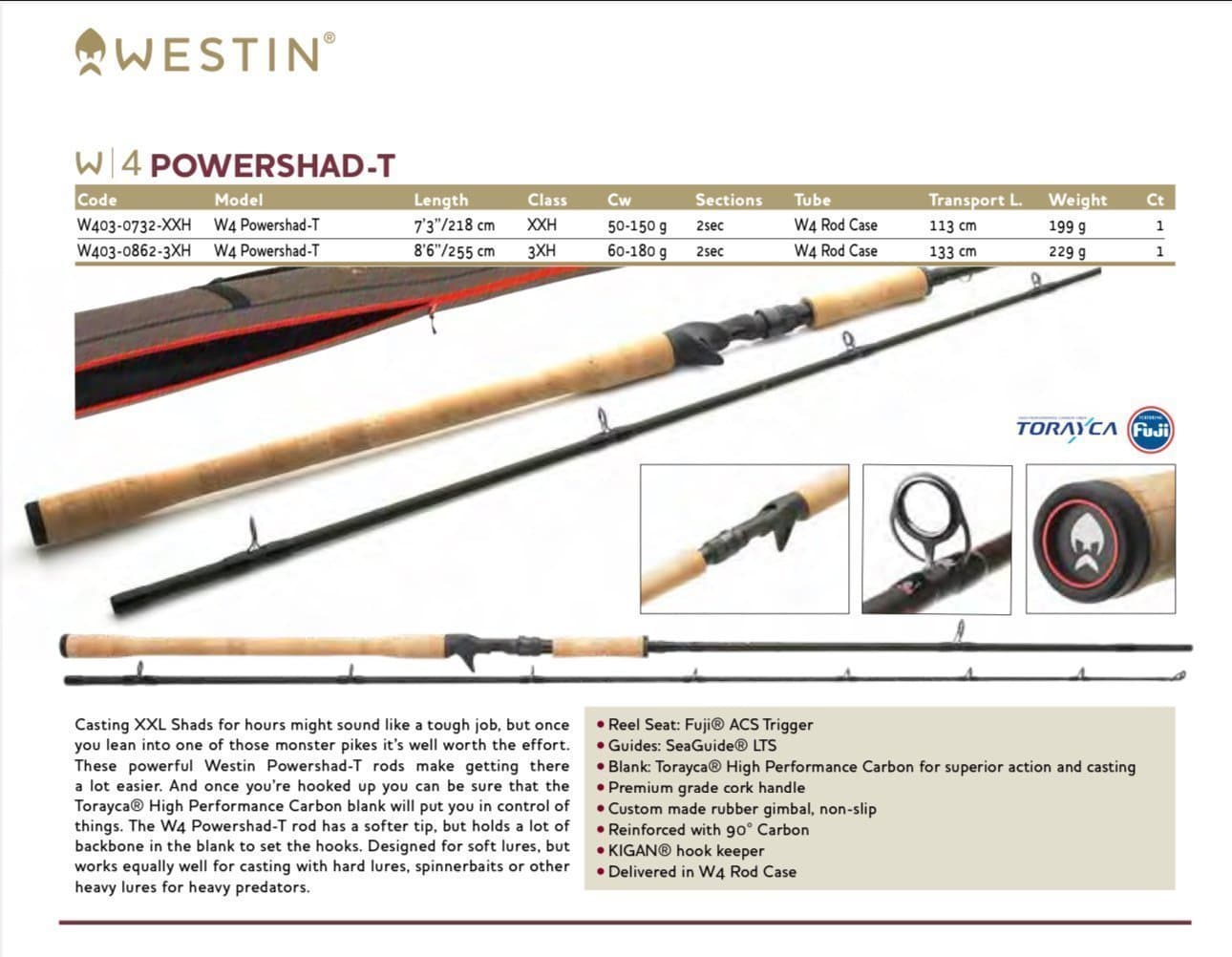 Westin W4 Powershad-T 8'6" 3XH - kastvikt: 60-180 g - Ett multispö (spinnspö)