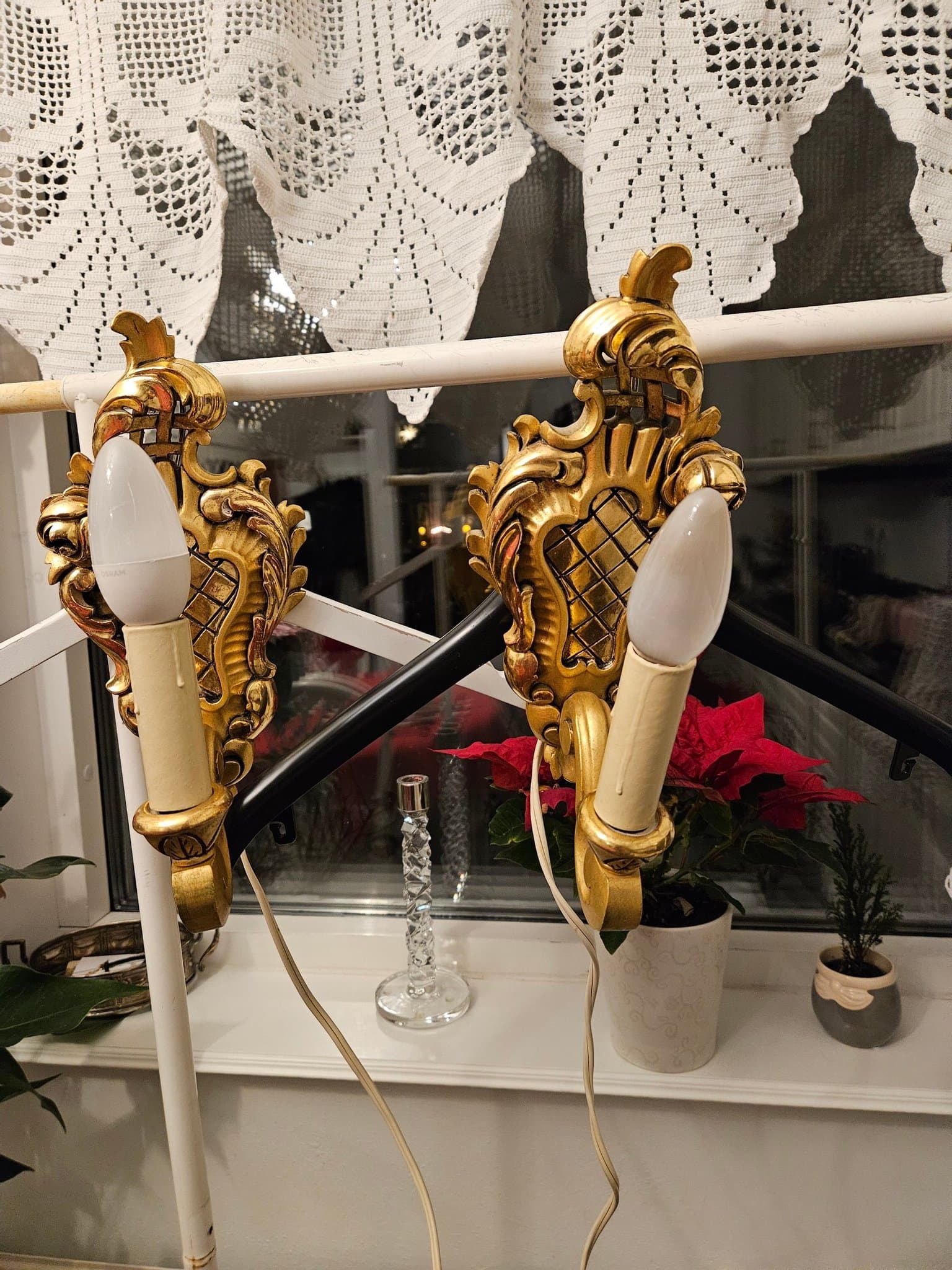 Elegantly Ornate Wall Lamps with Shades