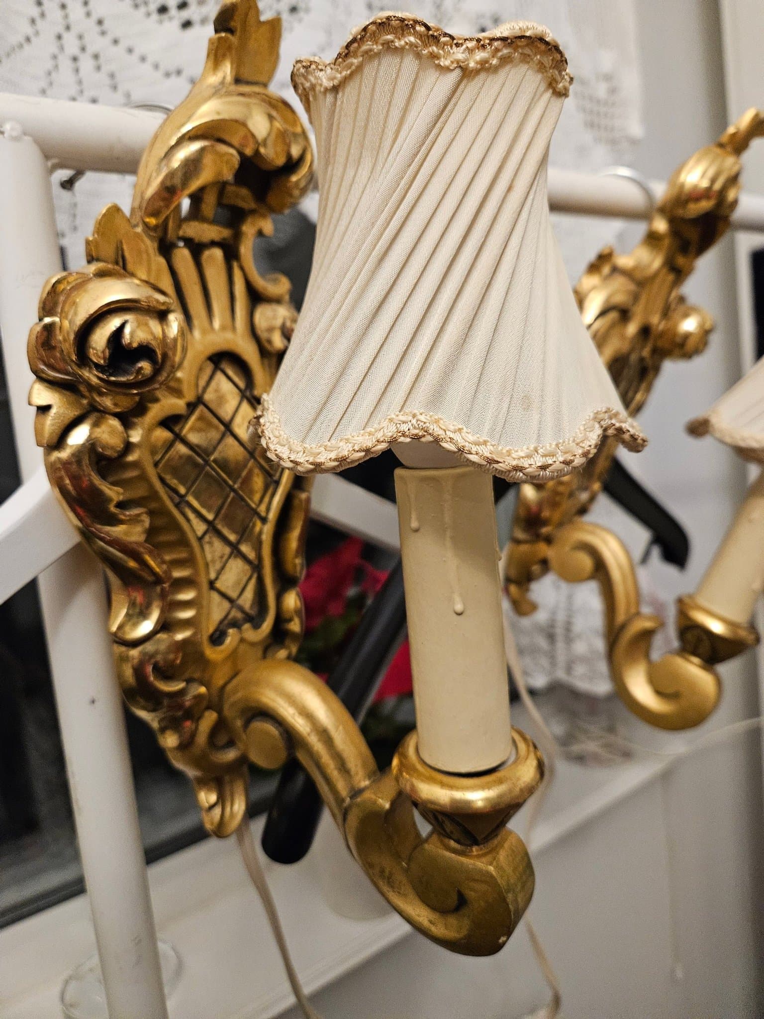 Elegantly Ornate Wall Lamps with Shades