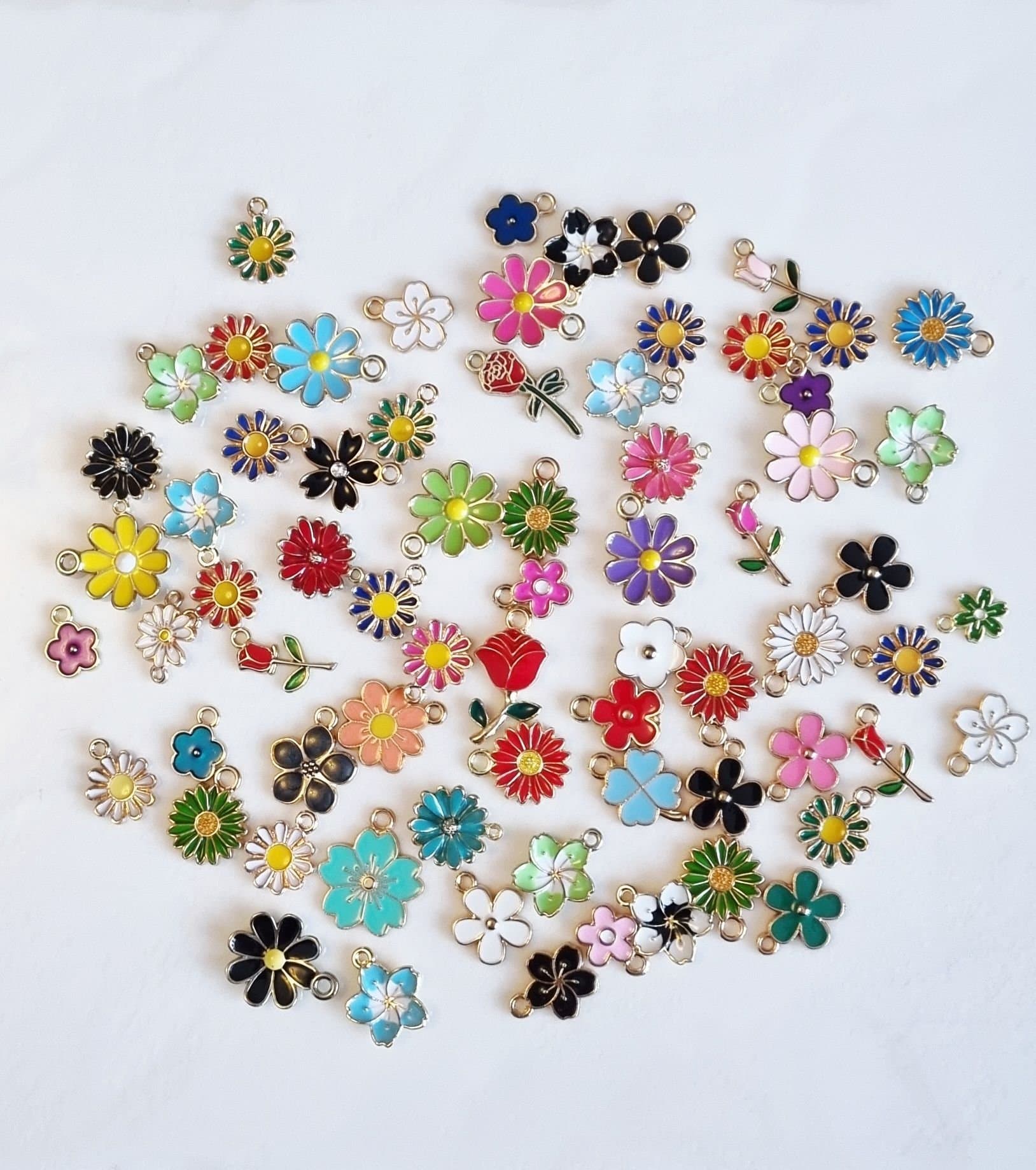 Blandad blommiga/blomma/blommor/ros berlocker - 70st