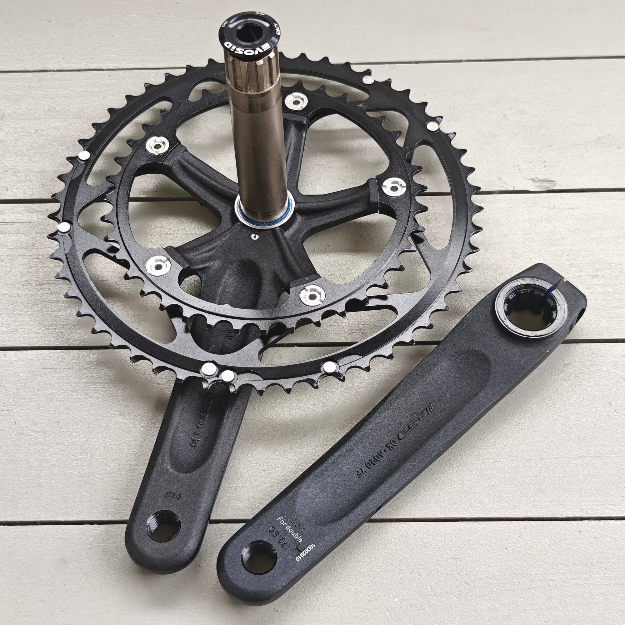 FSA Gossamer 172,5mm vevparti. NOS. 53/39T. Svart. Vevar. Double Crankset