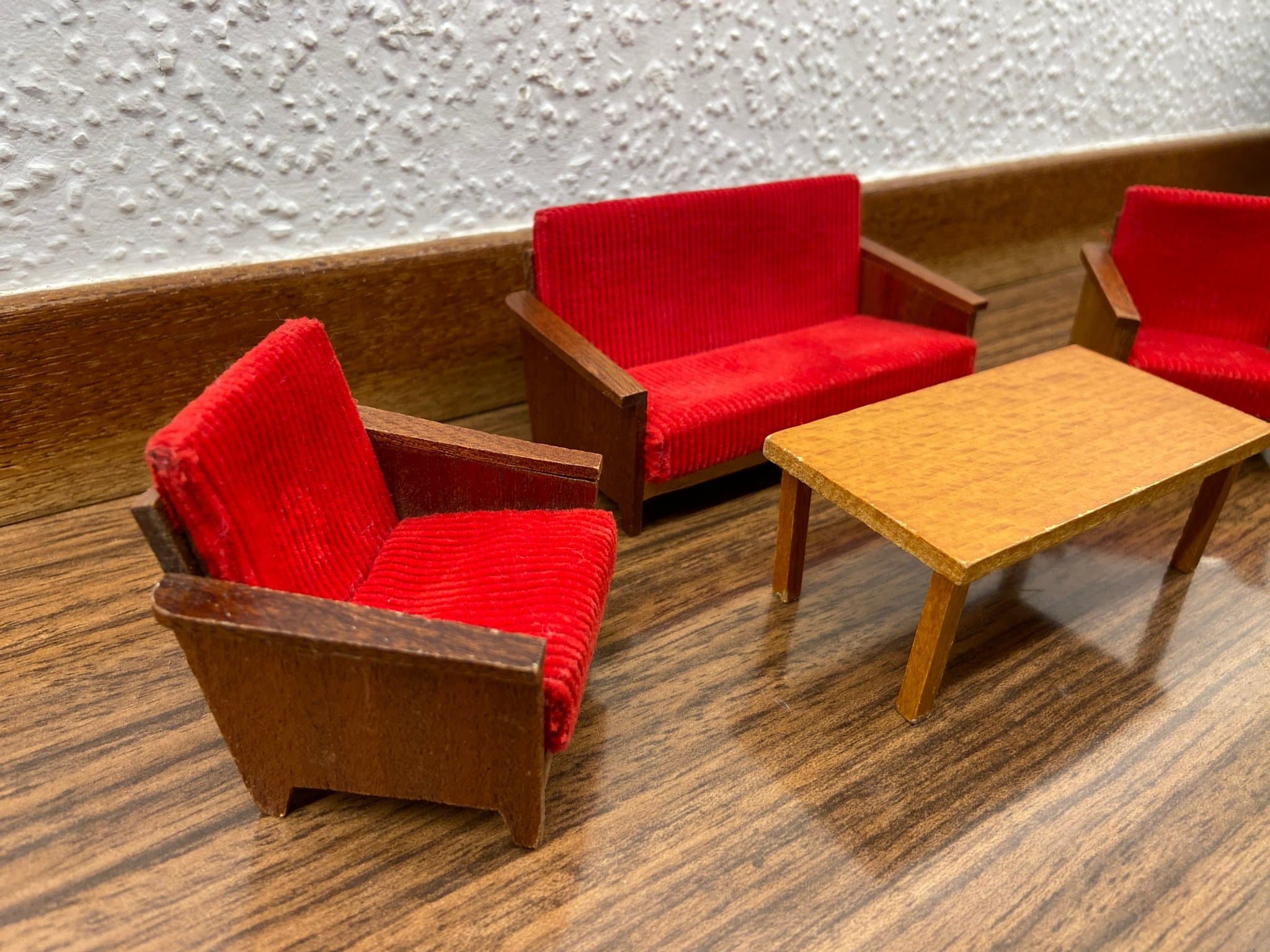 Lundby - Soffgrupp - Teak - Soffbord - Dockskåp