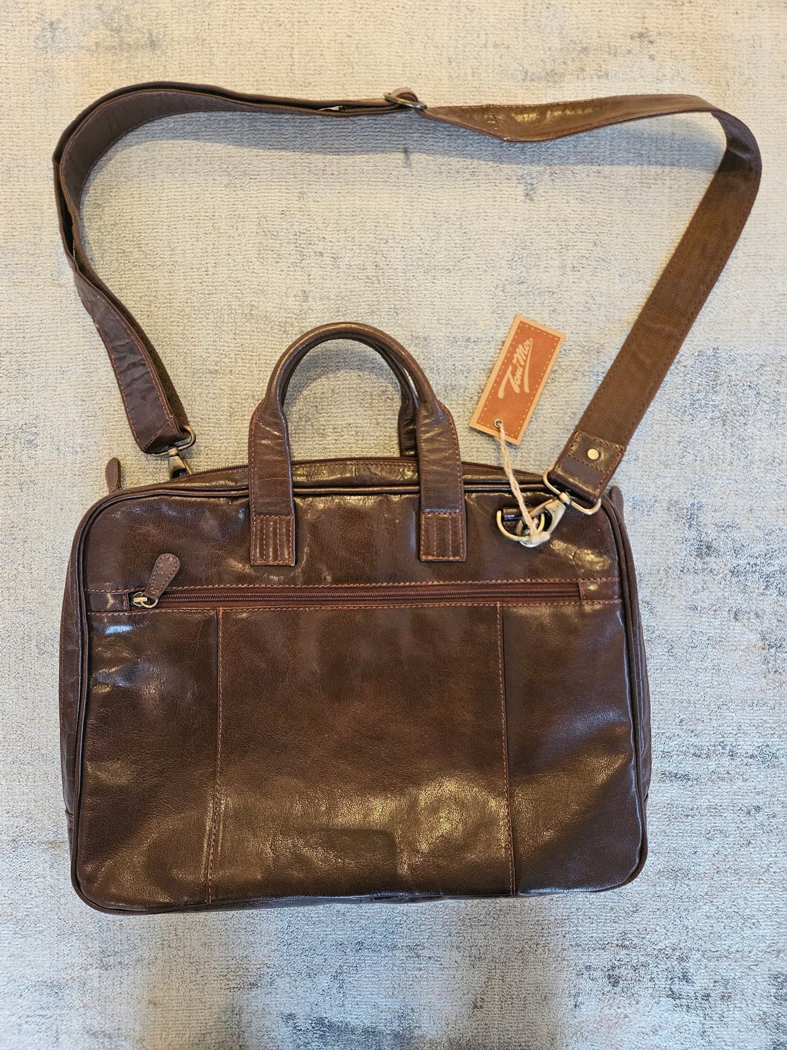 Datorväska/Portfölj i brunt läder