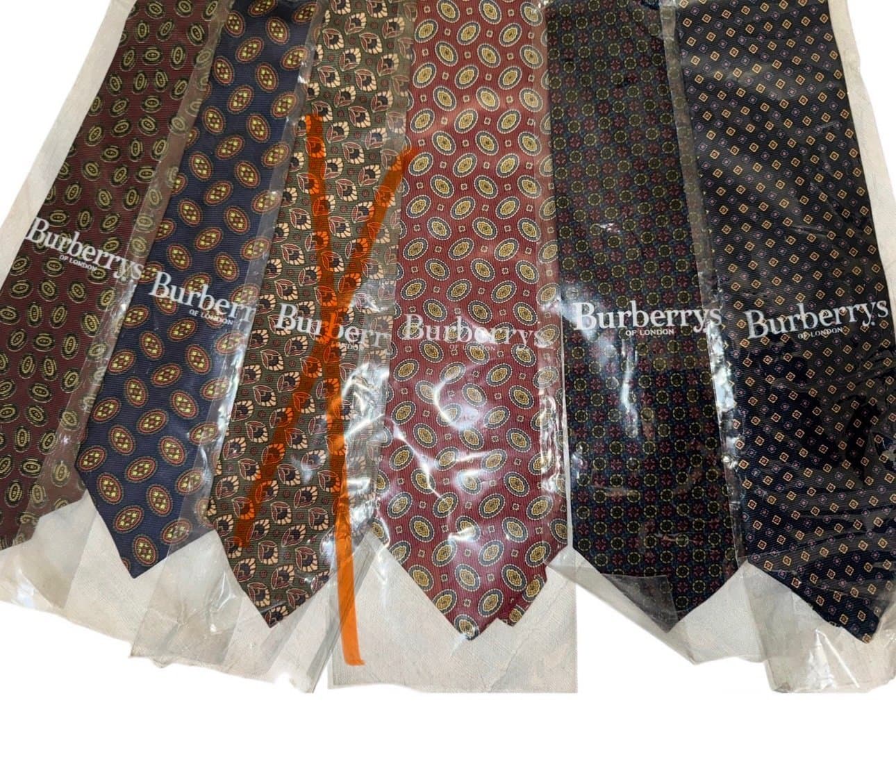 1980-90s | Burberrys | NOS | 5 silk tie set | made in England | 140 x 9cm