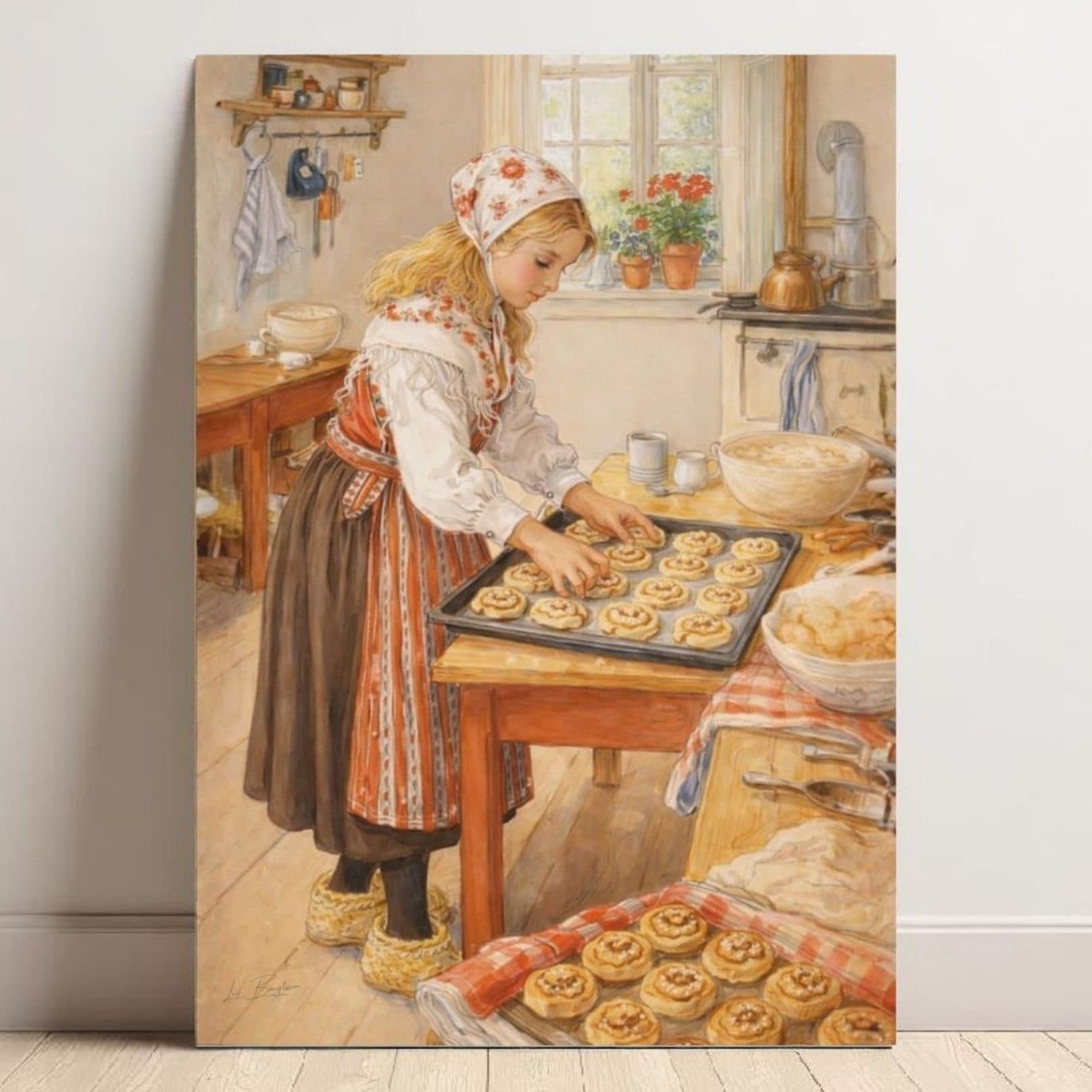 Hård tavla - "Dalkulla bakar", allmoge, Dalarna