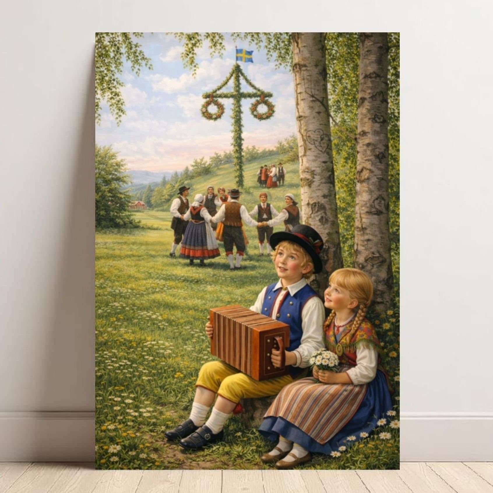 Hård tavla – "Midsommarafton i Dalarna", allmoge