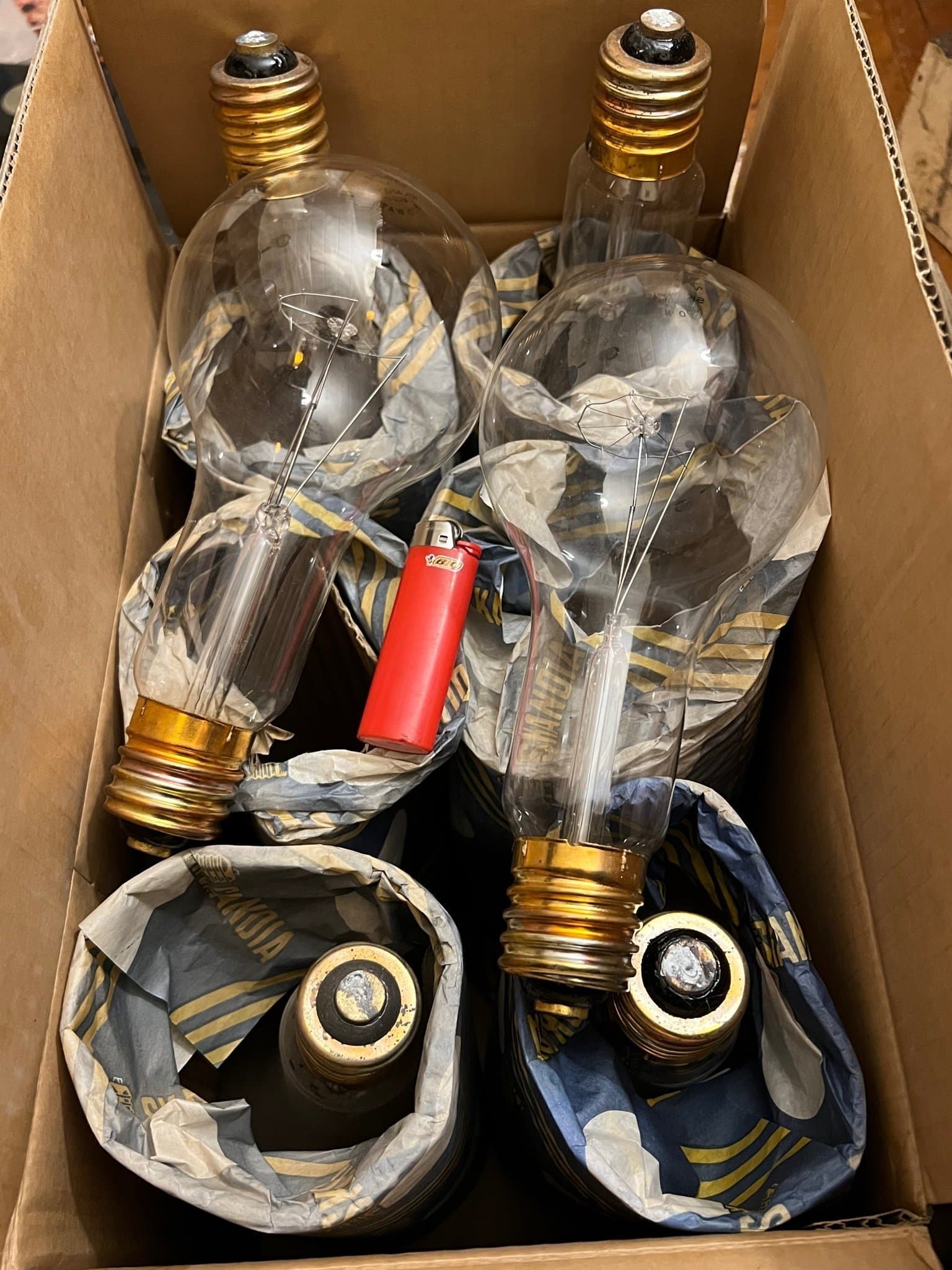 Stora Vintage industriglödlampor E40 – SKANDIA 300W – 6 st NOS