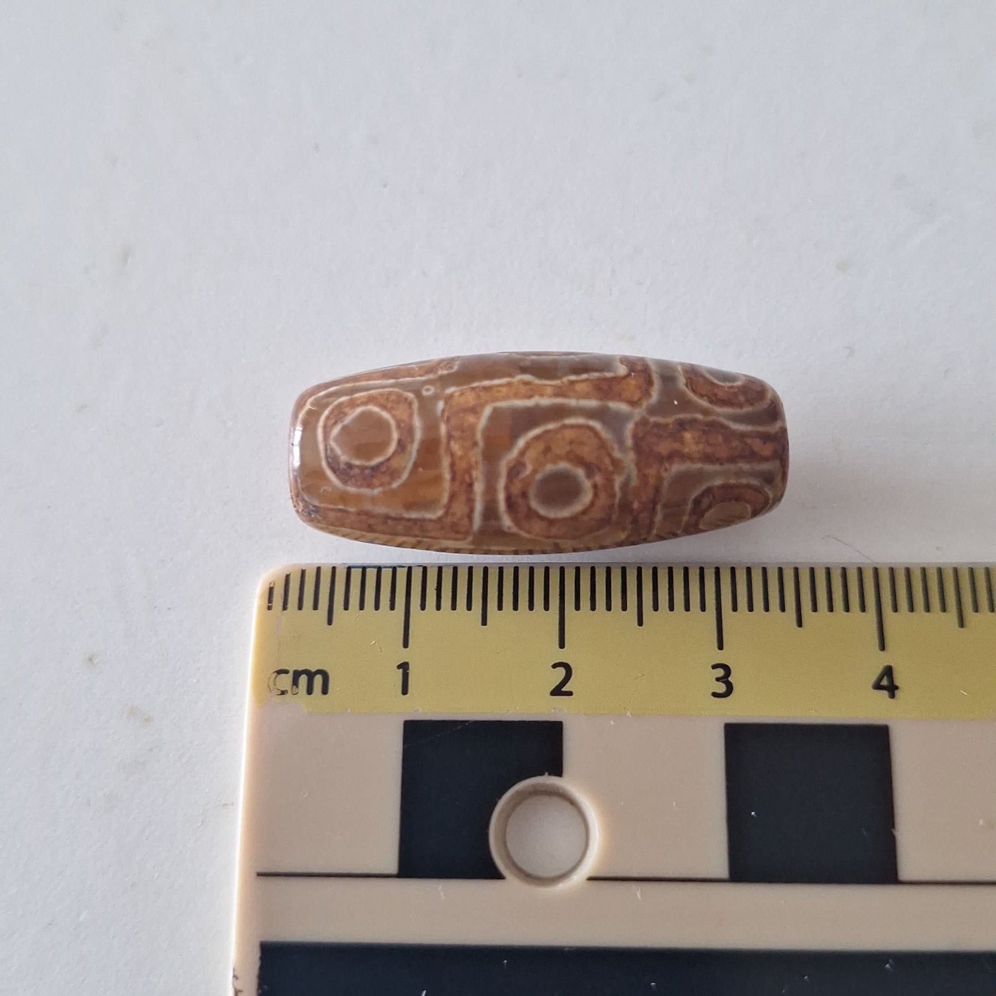 Tibetansk Dzi pärla i agat – ögonmönster