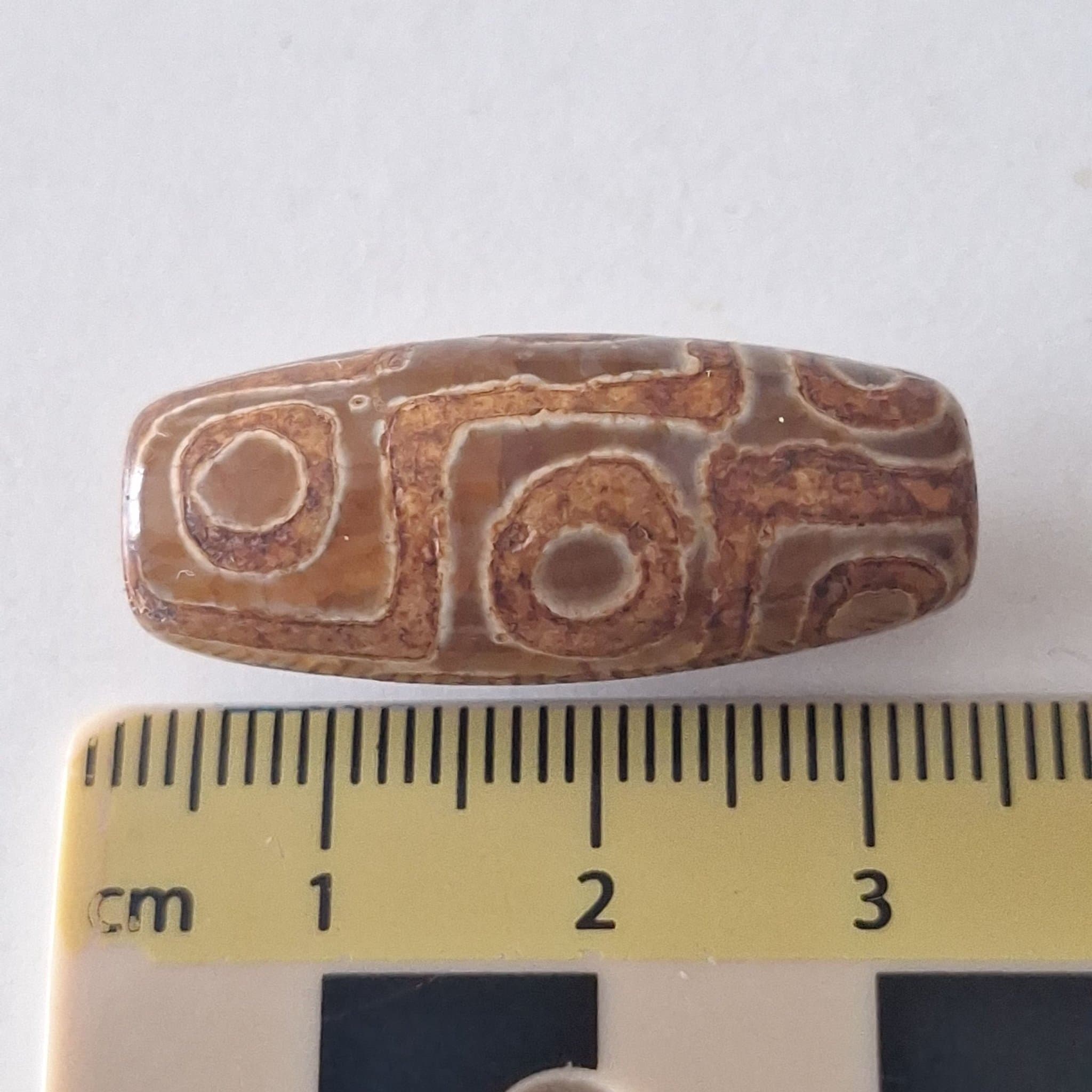 Tibetansk Dzi pärla i agat – ögonmönster