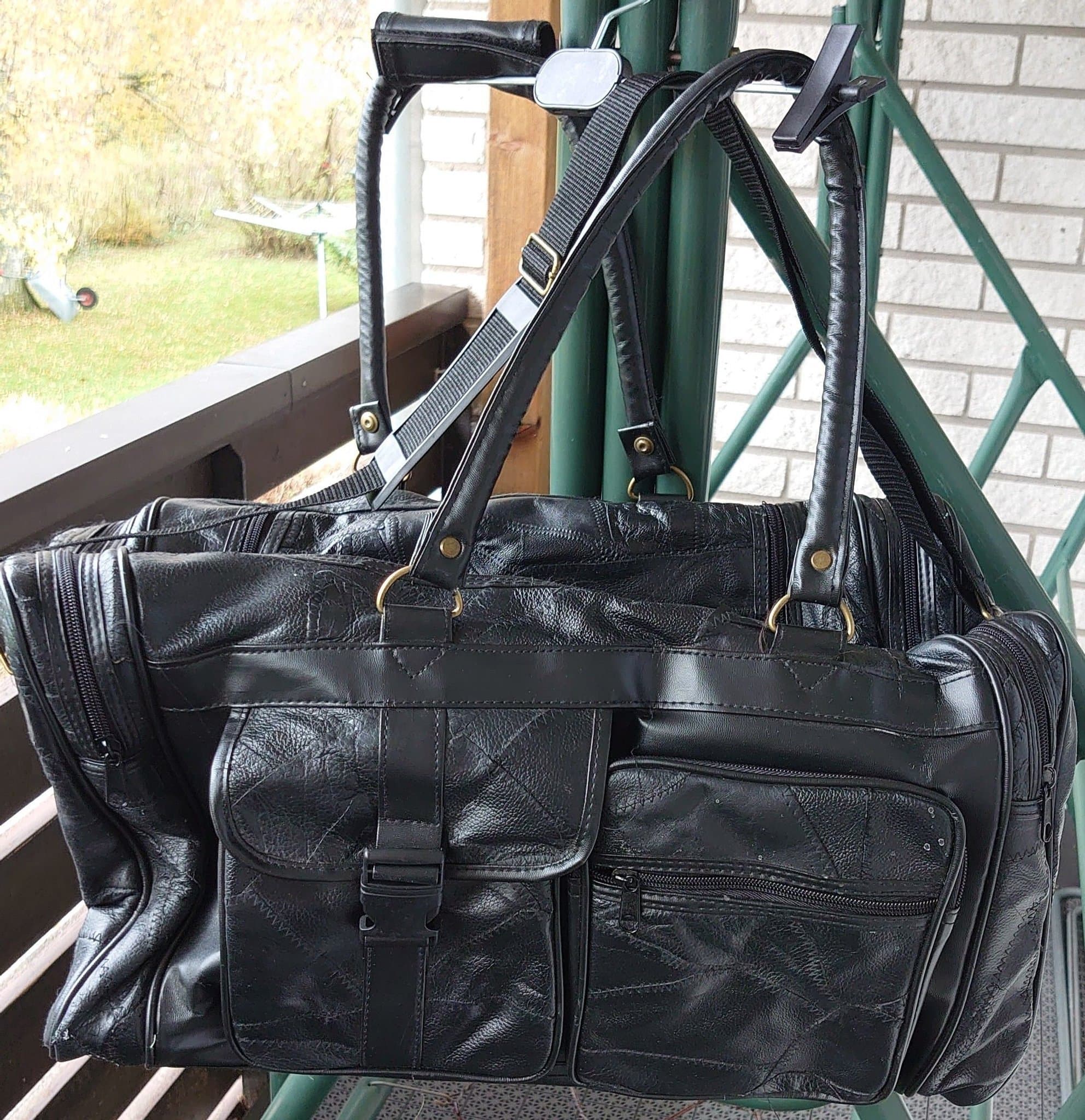 Svart weekandbags, Äkta läder