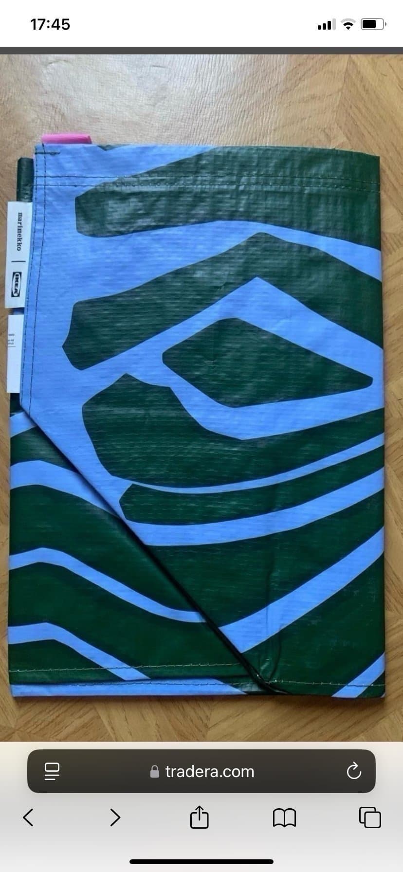 NY Marimekko Bastua väska Kasse tvättpåse stor väska strandväska blå/grön Ikea