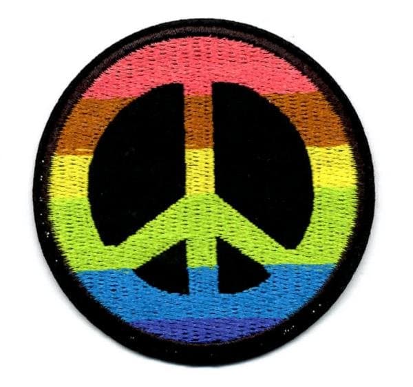 Tygmärke - Regnbågs-fredsmärke - PRESENT!! -