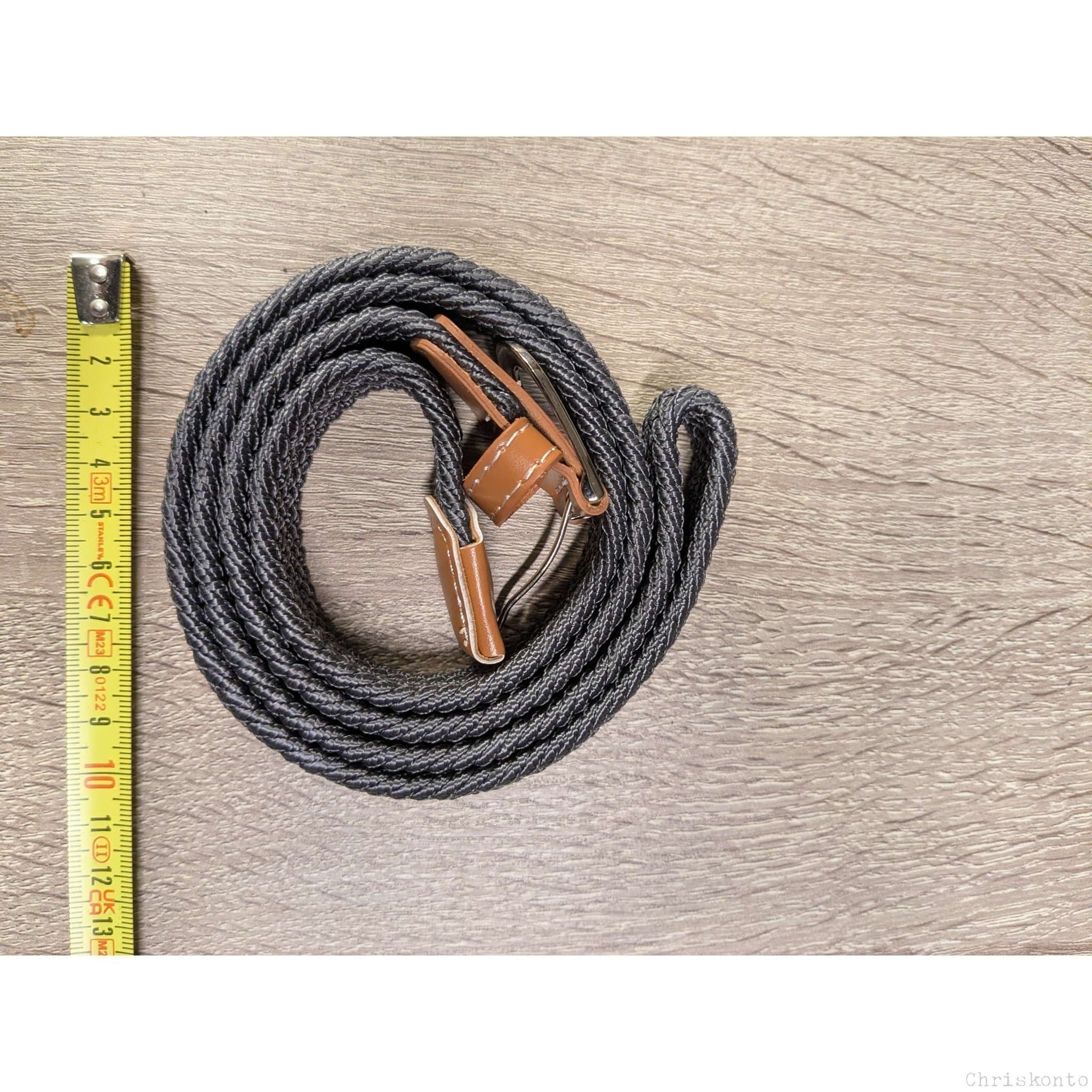 [Ny] Grått Flätat Elastiskt Skärp Bälte Långt 105 cm Stretch