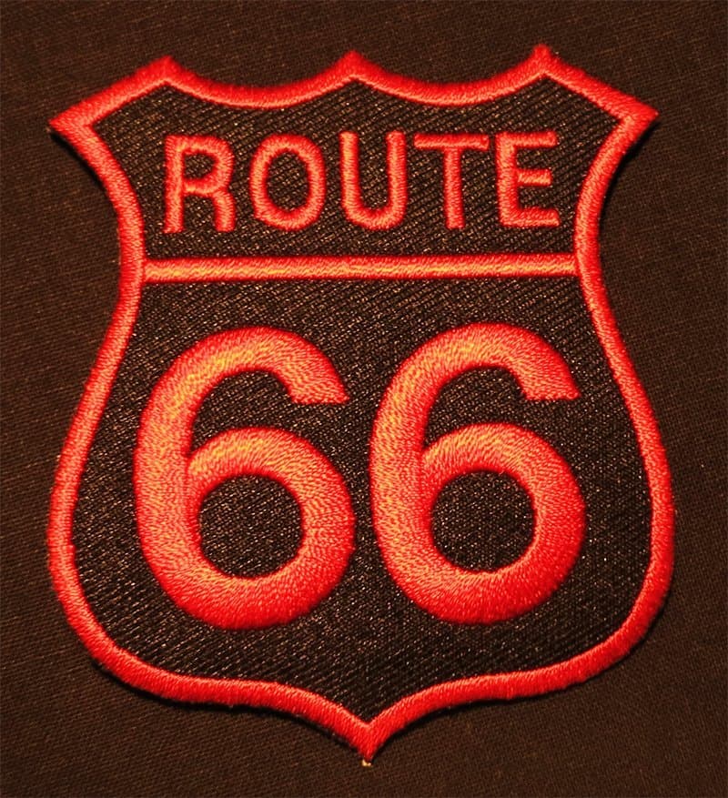 Tygmärke - Route 66 röd -