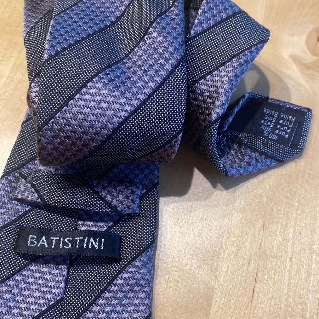 BATISTINI Blå Grå/lila randig sidenslips