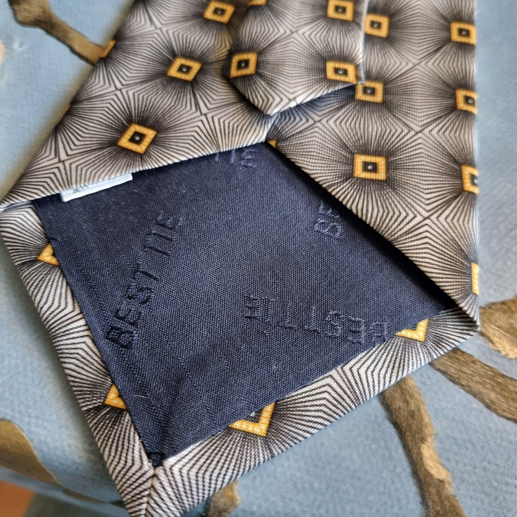 Gold.City grå, svart, gul slips ny oanvänd