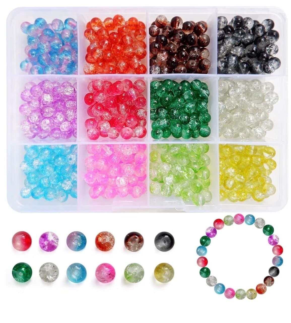 540 Glaspärlor för gängning 6 mm | crackle glaspärlor set, glaspärlor rund