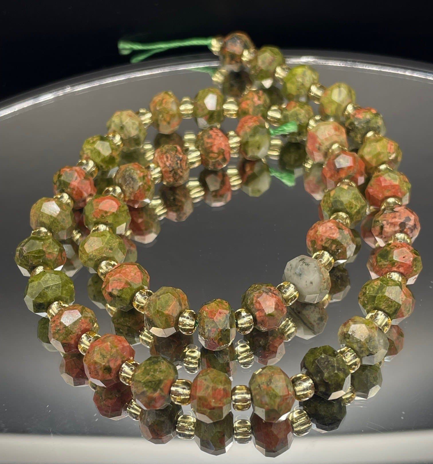 ~ HEL Sträng naturlig facetterad Unakit ~ NYTT