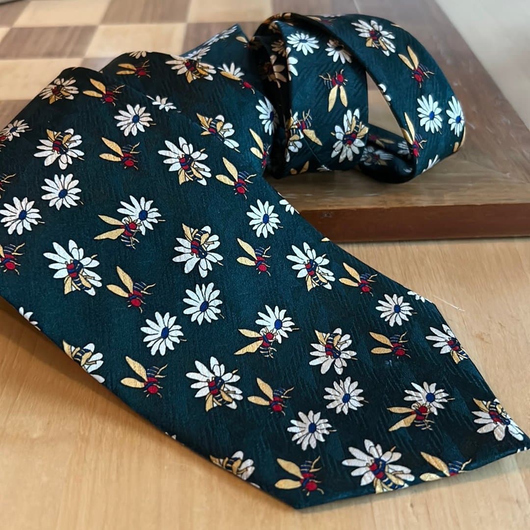 Enrico FLORIANI blommig sidenslips 9,5 cm