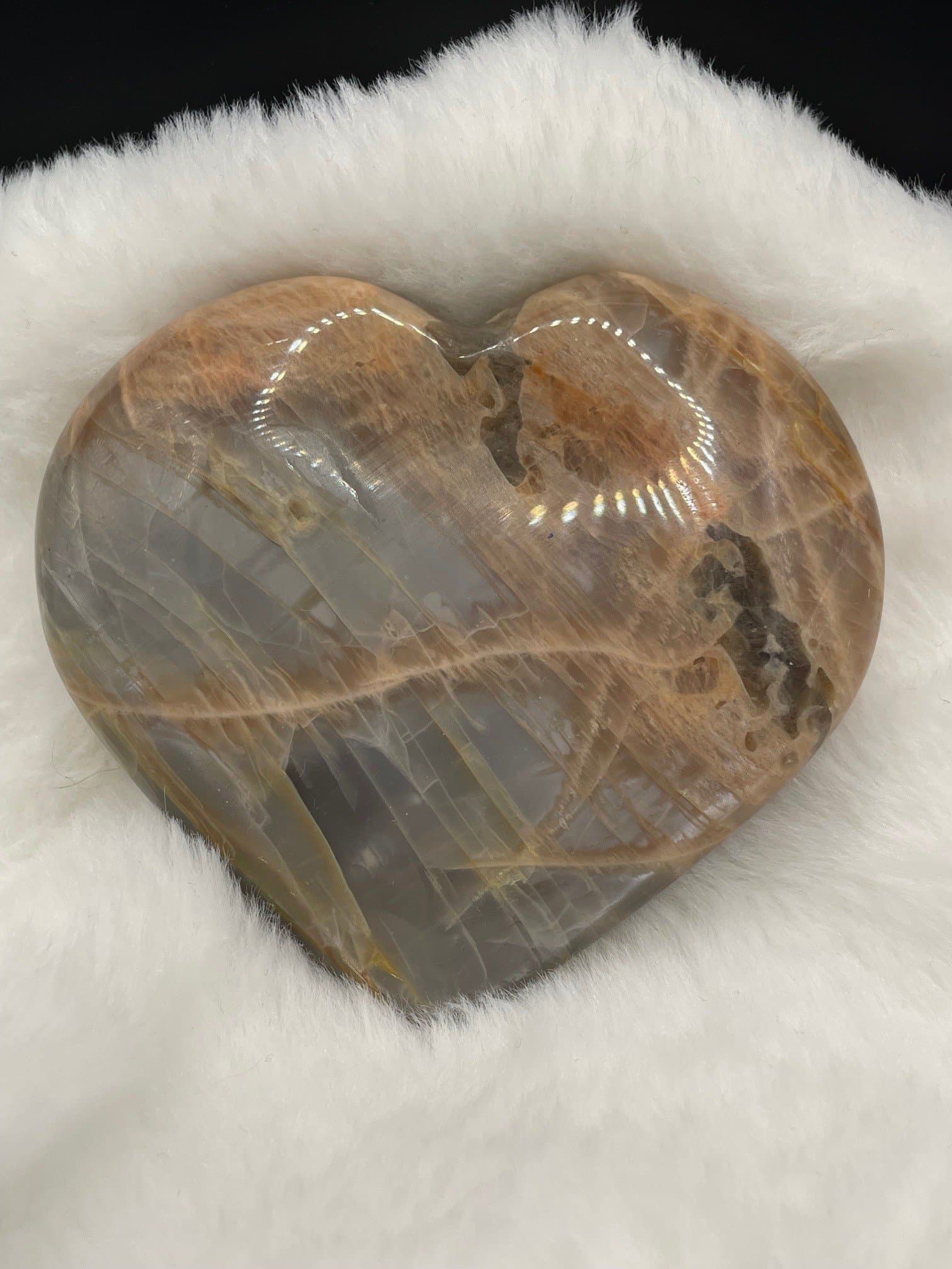 Stort unikt skimrande hjärta i Vit Månsten ~ NYTT