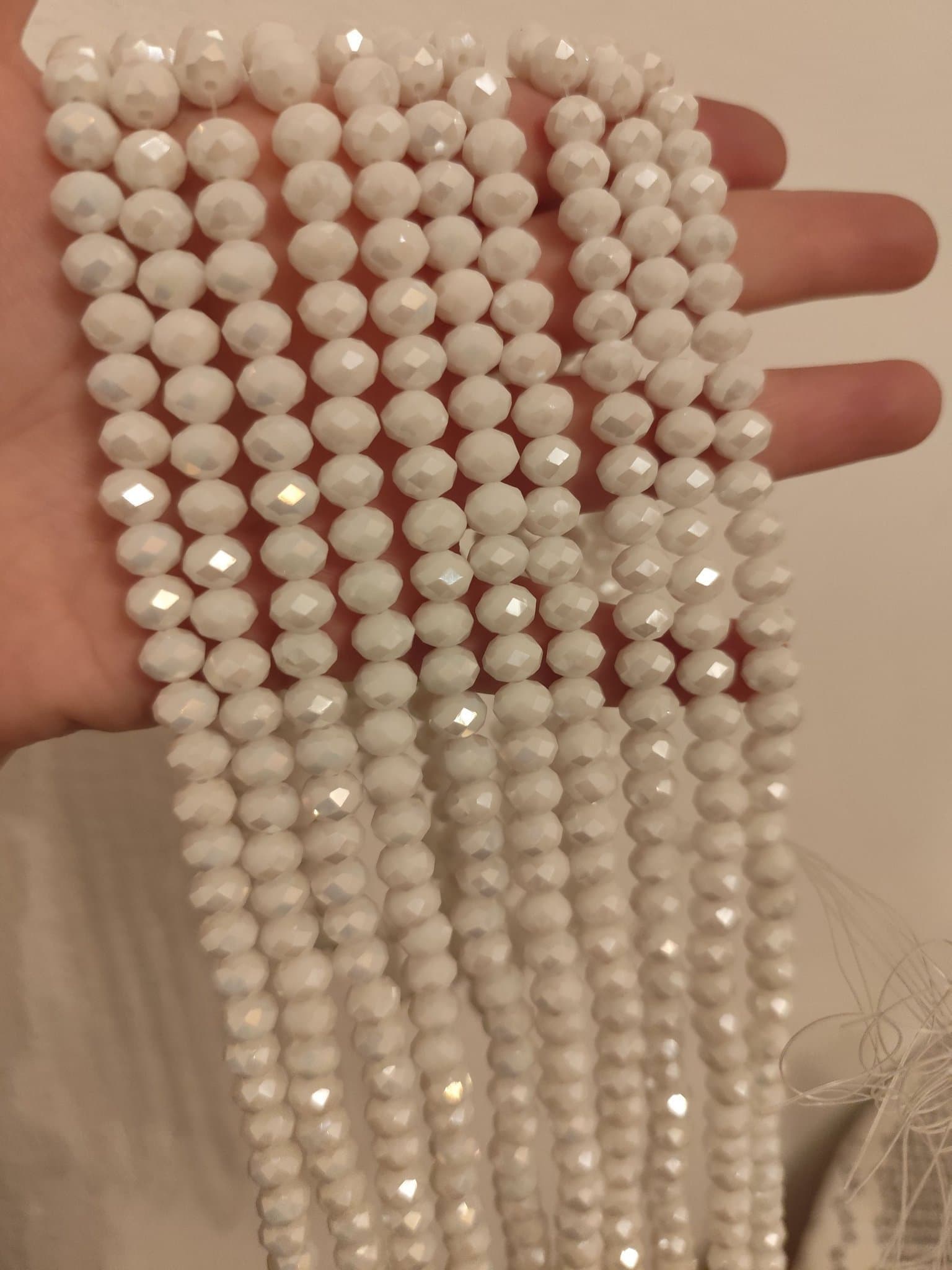 5 strängar glaspärlor 8 mm