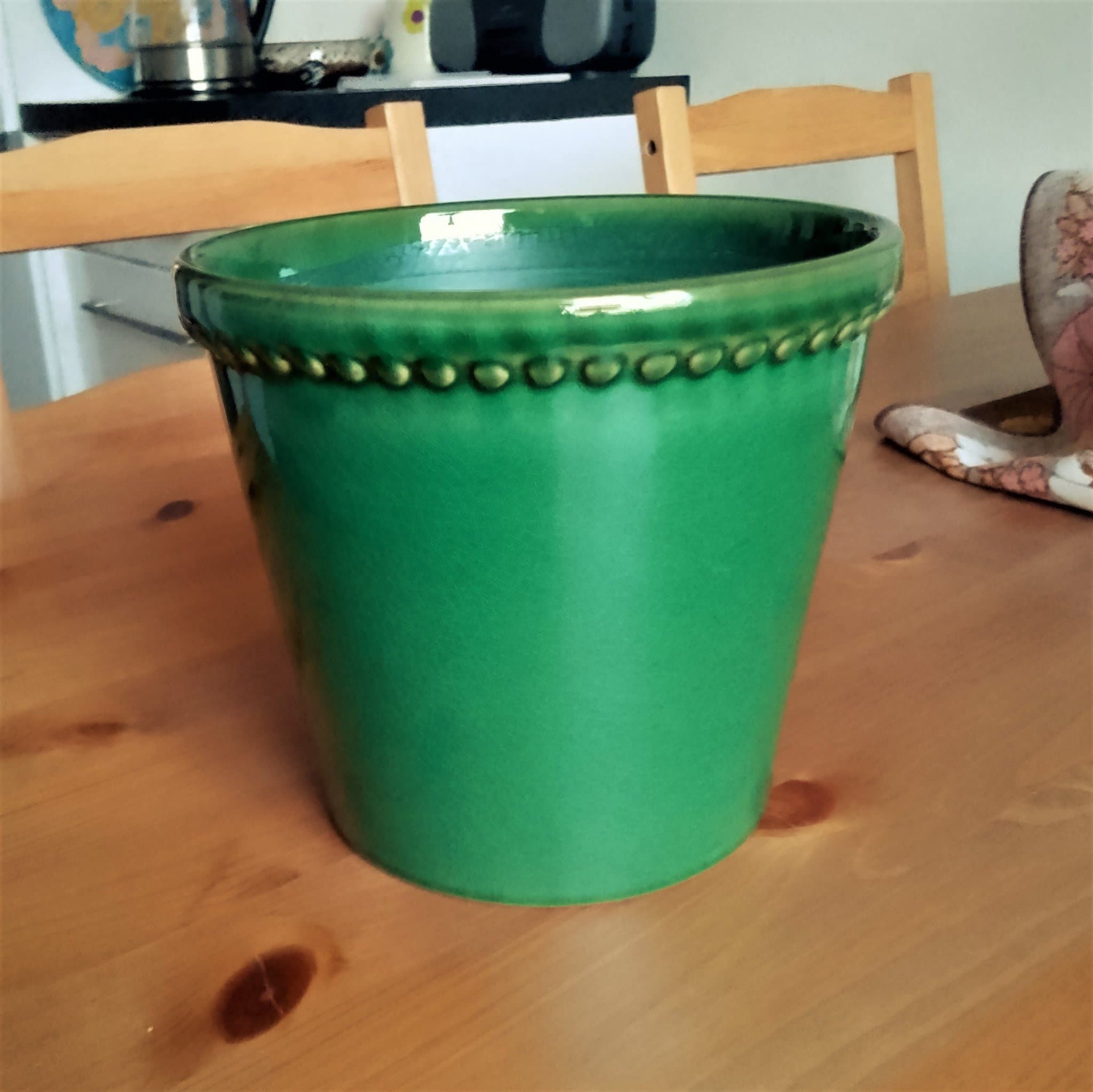 Grön Kruka Bubblor Prickar Smaragdgrön Retro 50-tal 60-tal 70-tal Hippie Bohem