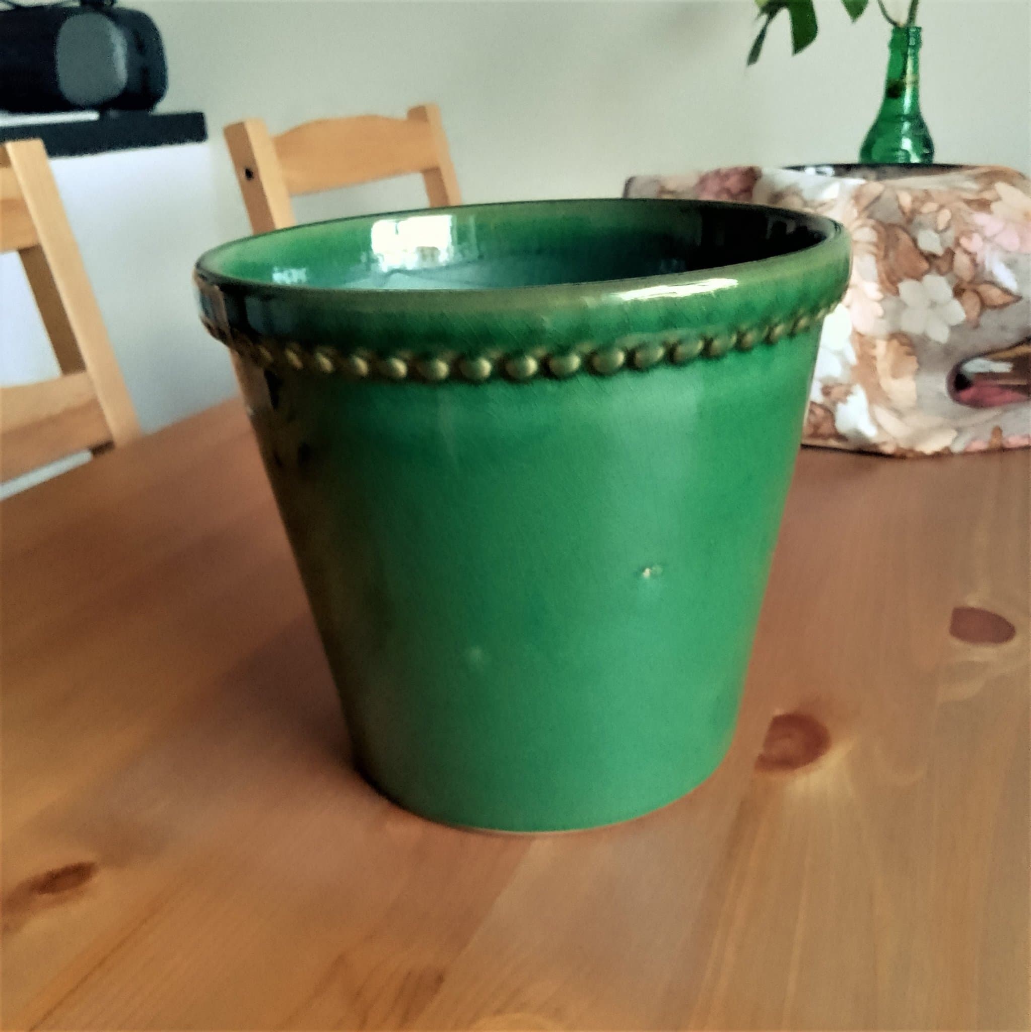 Grön Kruka Bubblor Prickar Smaragdgrön Retro 50-tal 60-tal 70-tal Hippie Bohem