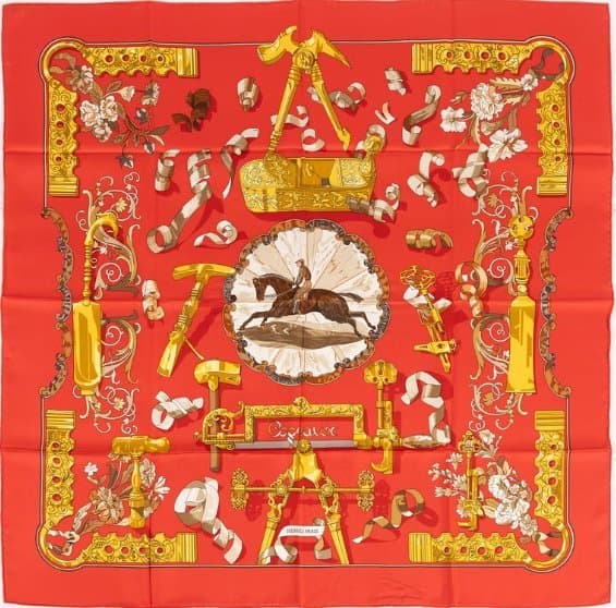 Hermes Silk Scarf COPEAUX av Caty Latham 90-tal Original Box Nyskick