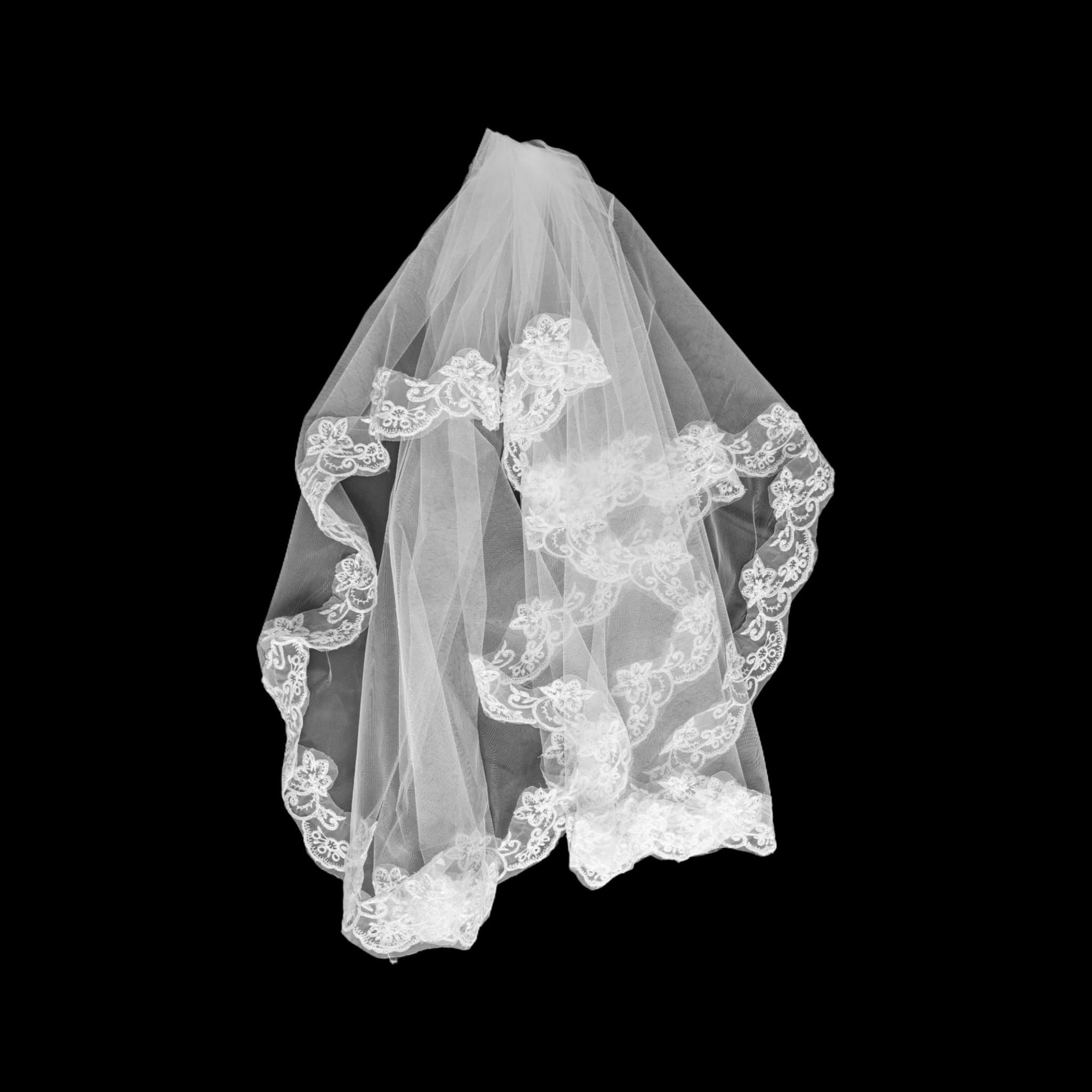 Vit slöja spets vintage bröllop cosplay alternative