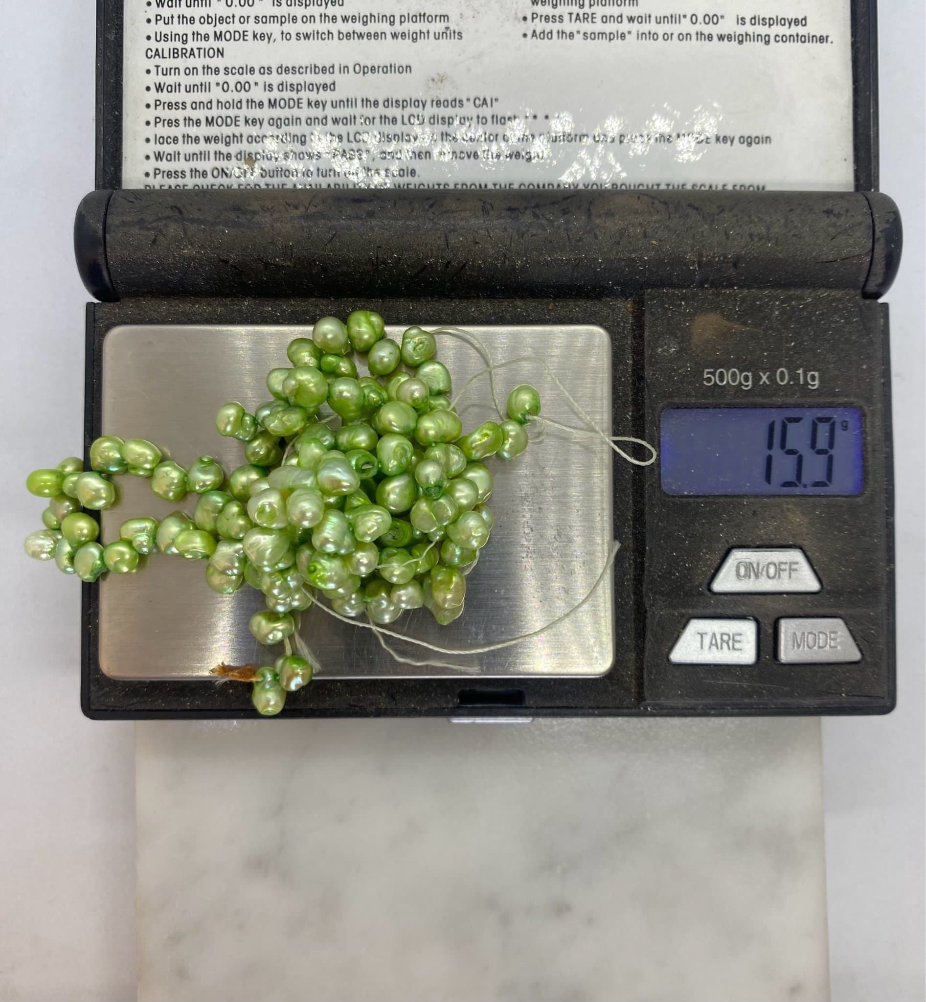 Gröna päronformade Sötvattenspärlor