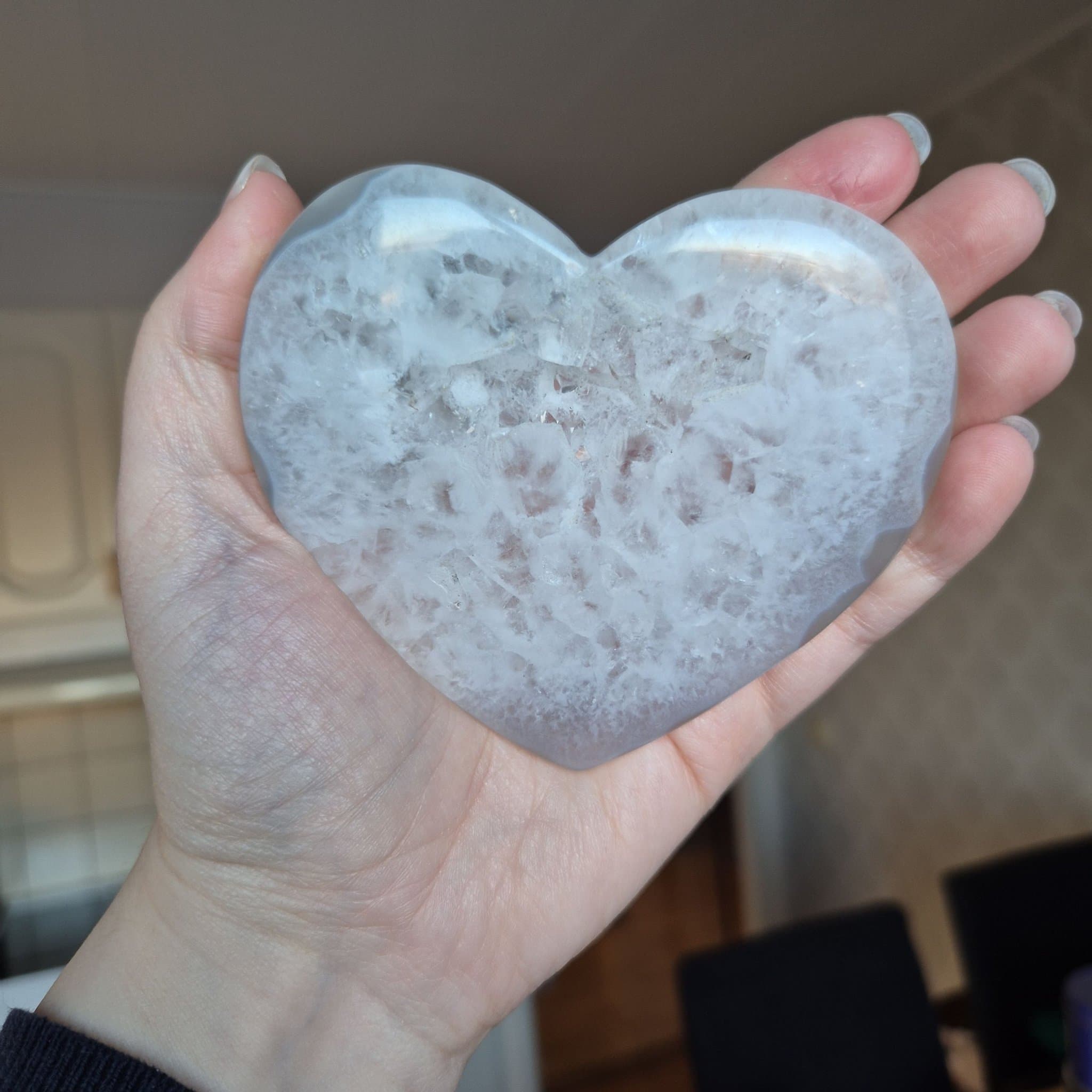 Hjärta i kvarts med agat