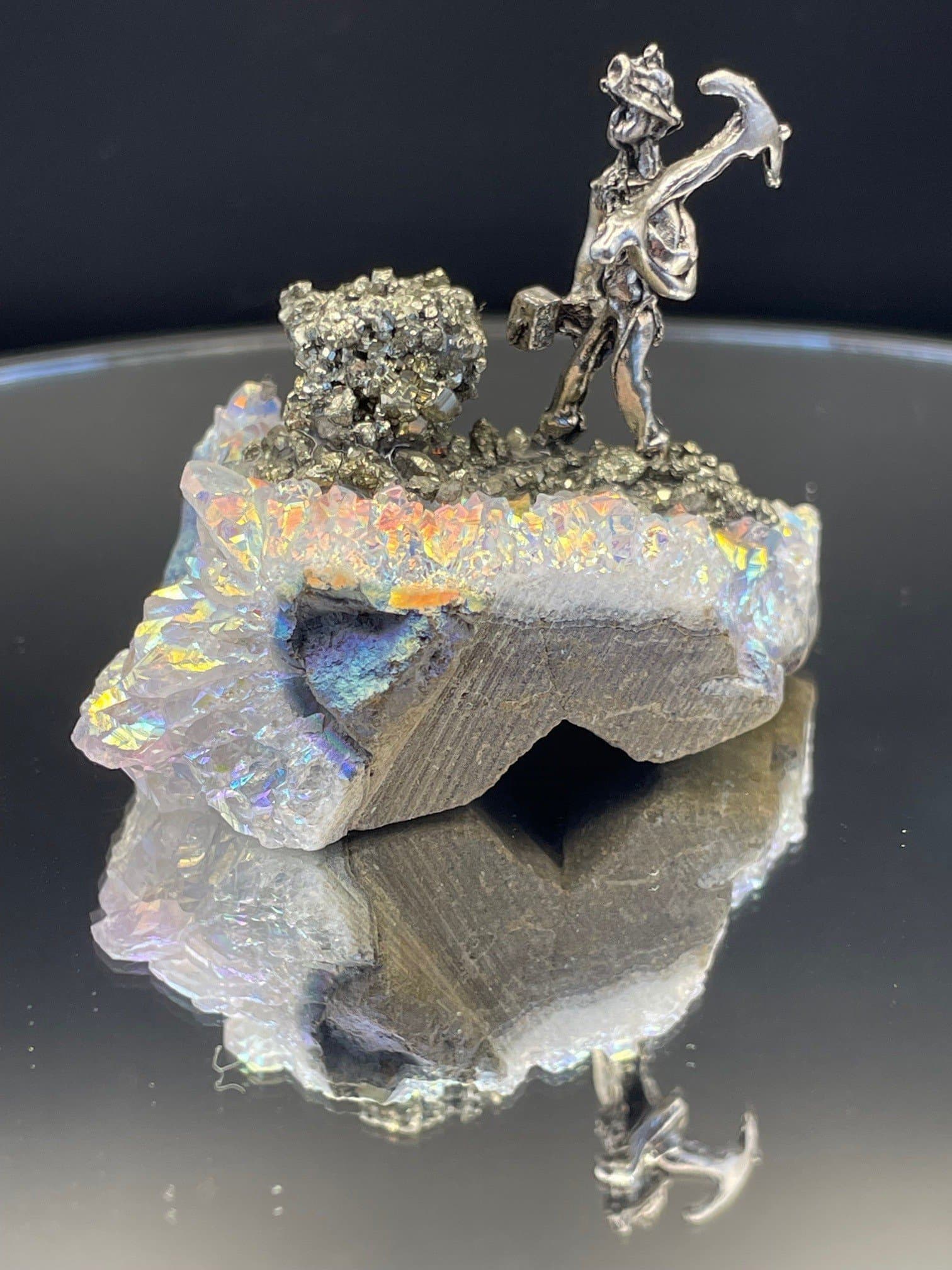 ~ Unikt Ornament ~ Gruvarbetare på Aura / Ängel Kvarts ~ NYTT