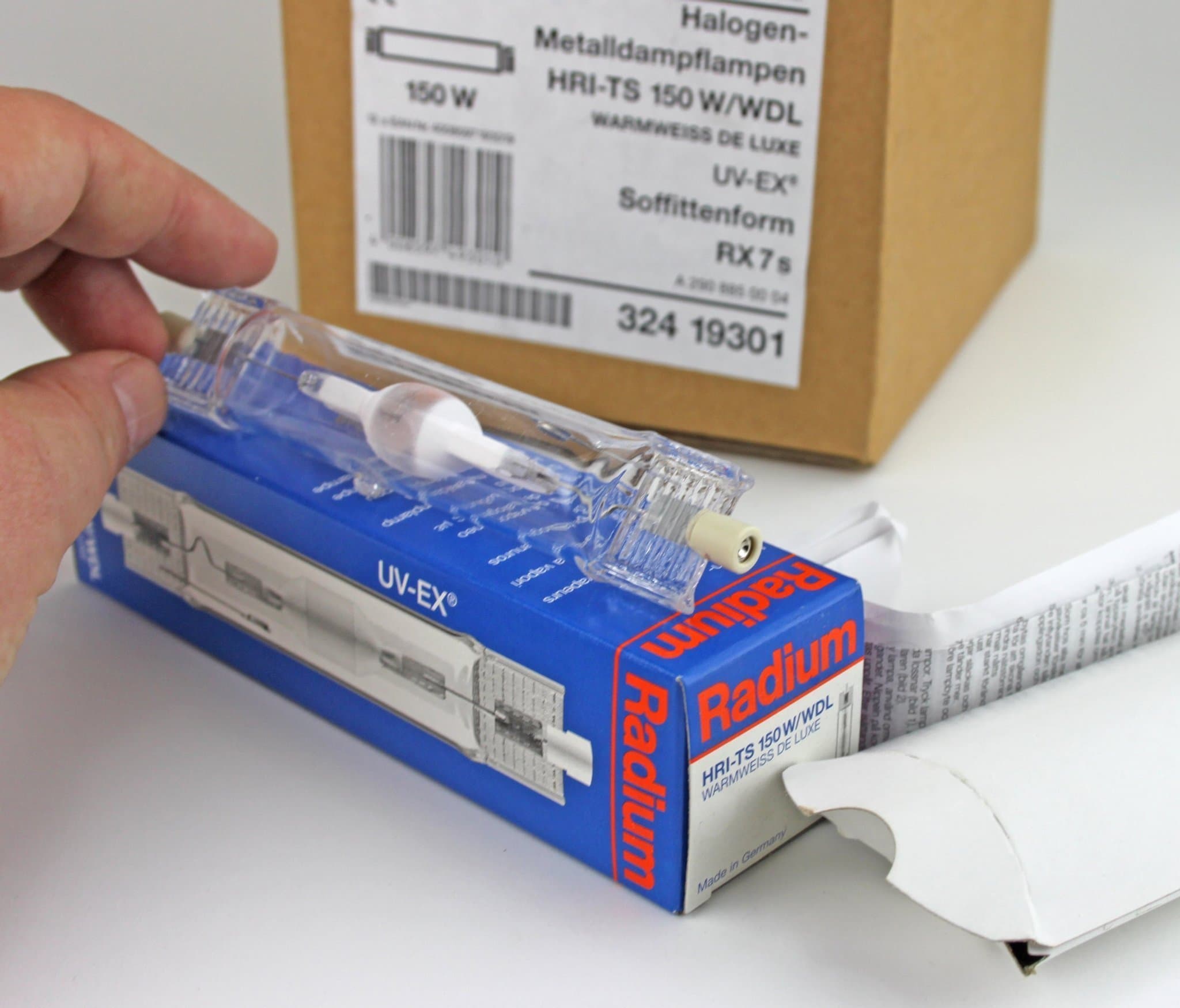 NYA! Metallhalogen lampa 150w RX7s varmvit Radium HRI-TS 150W/WDL UV-EX ink moms