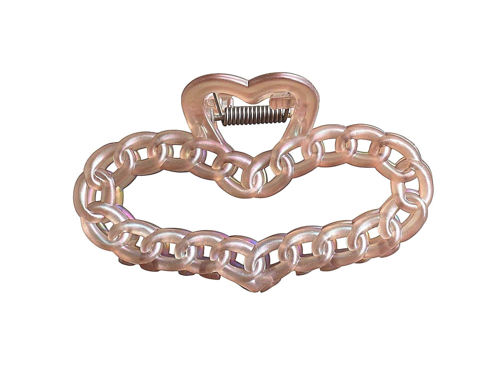 Jättefin hjärtformad & kedjeformad hårklämma håraccessoar med regnbågsskimmer NY