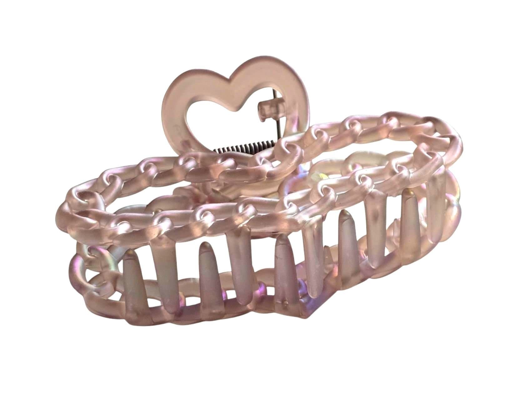 Jättefin hjärtformad & kedjeformad hårklämma håraccessoar med regnbågsskimmer NY